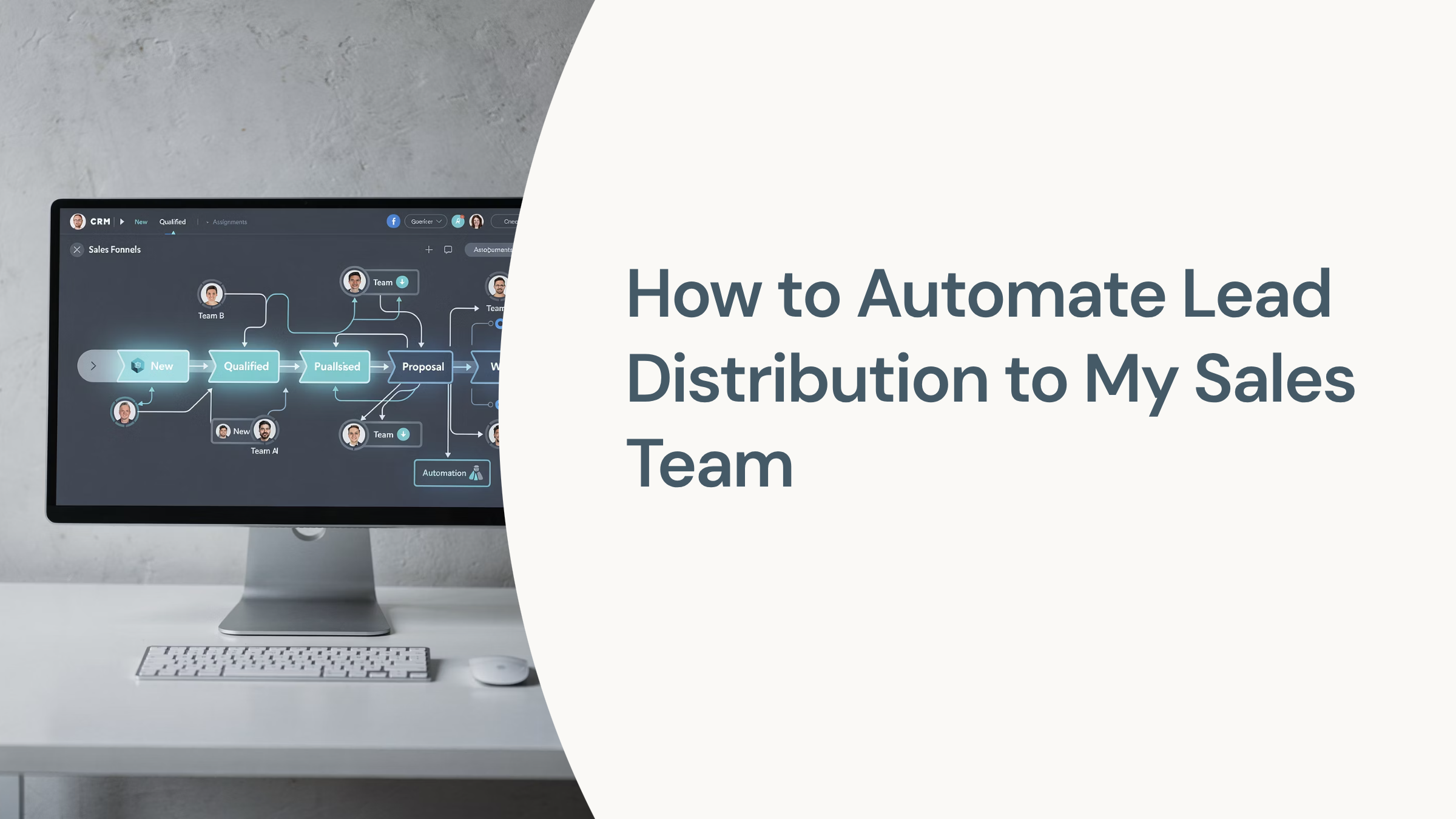 Modern 3D dashboard showing automated lead distribution system with flowing data connections and team organization