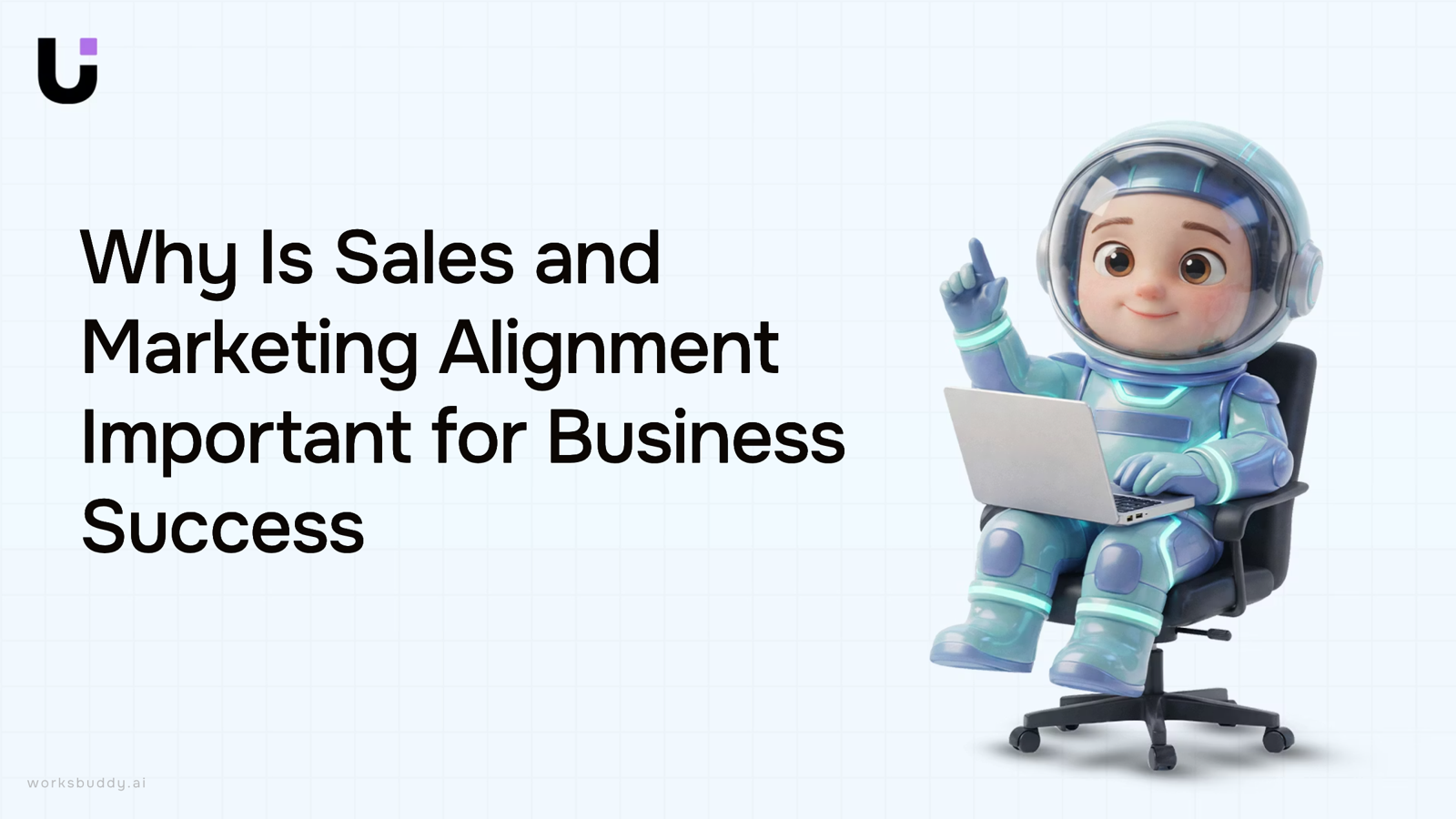 Abstract corporate visualization of sales and marketing teams in alignment around data analytics workspace