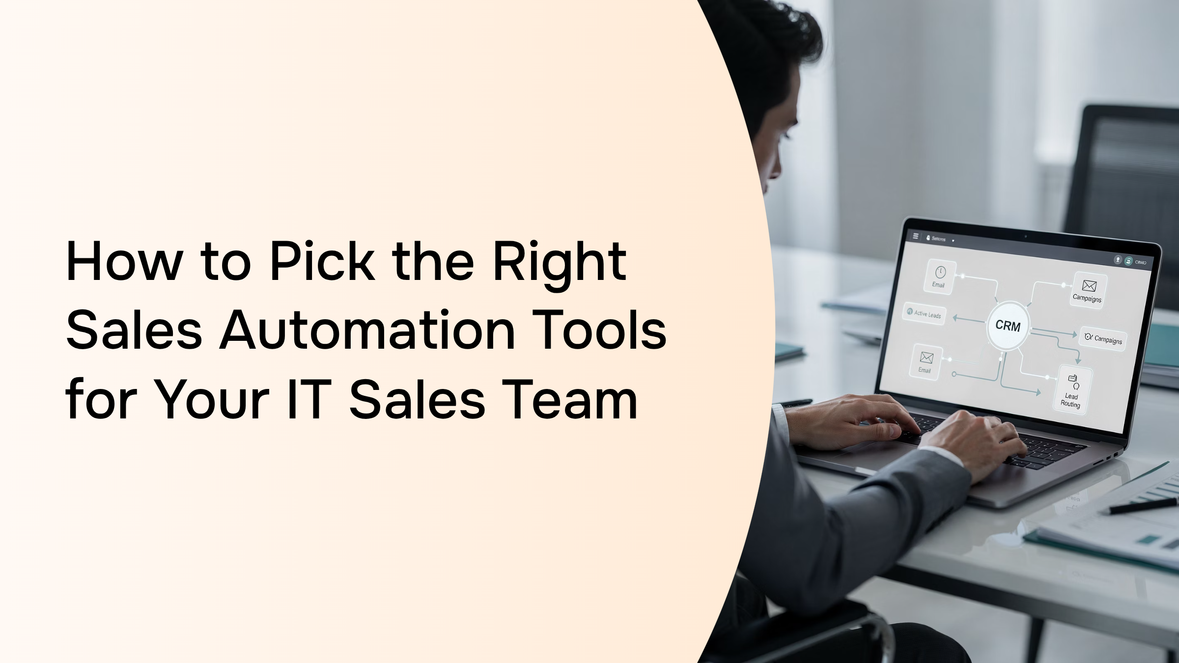 Modern sales automation dashboard interface with analytics metrics and workflow automation visualization in professional corporate setting