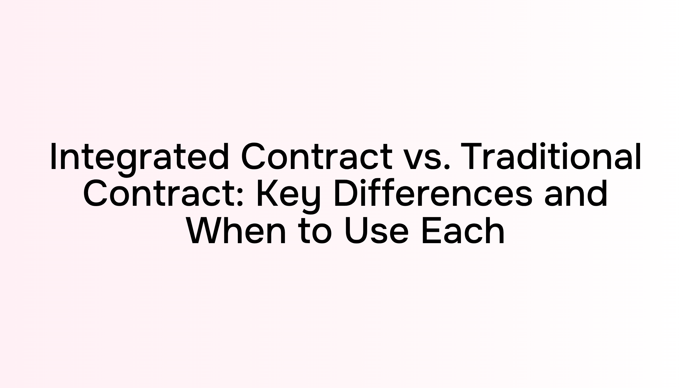 Two contract documents side-by-side on glass desk with professional lighting, representing integrated vs traditional contracts