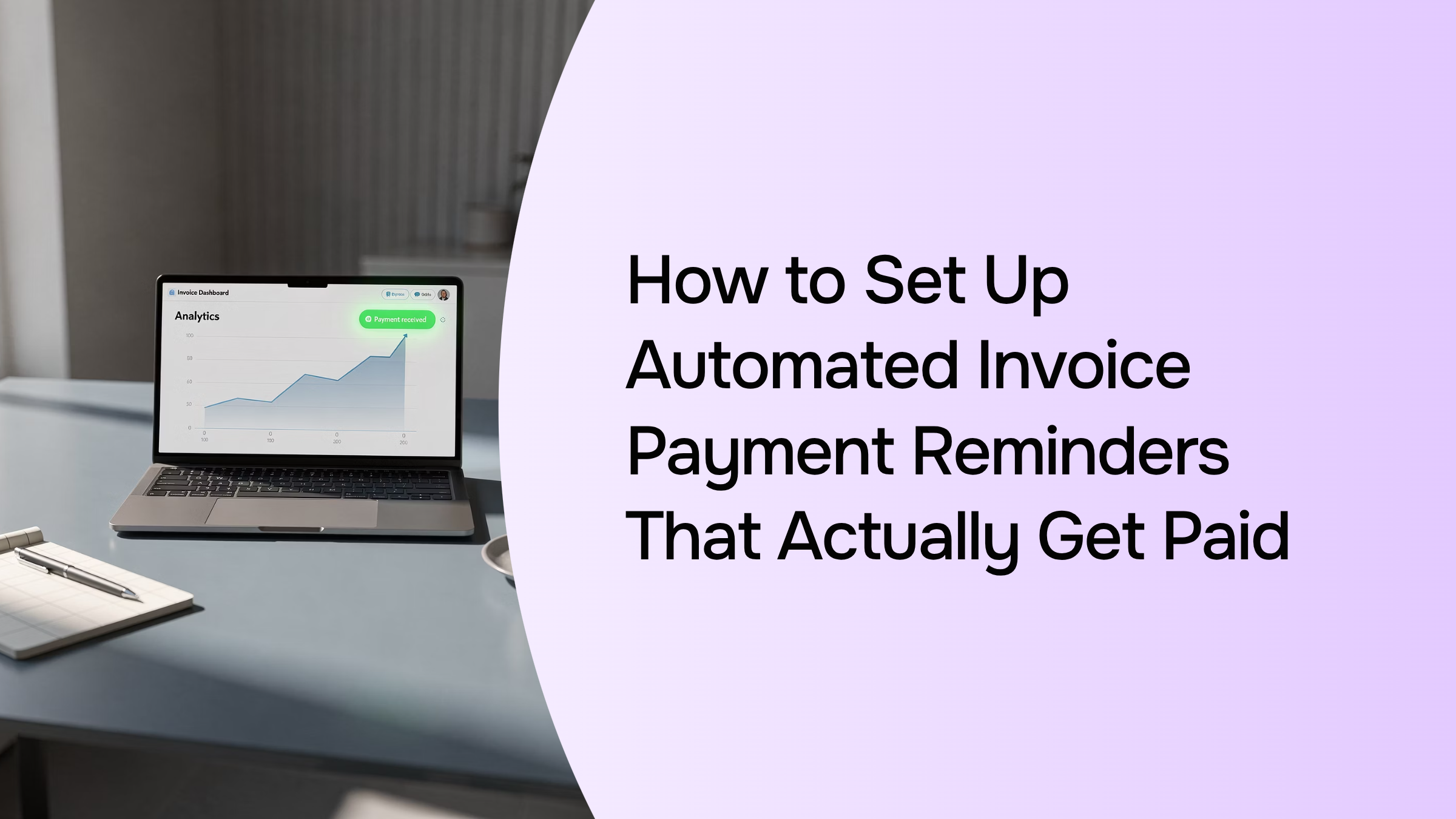 Modern 3D render of automated invoice payment reminder system with notification bell and calendar interface on desktop workspace