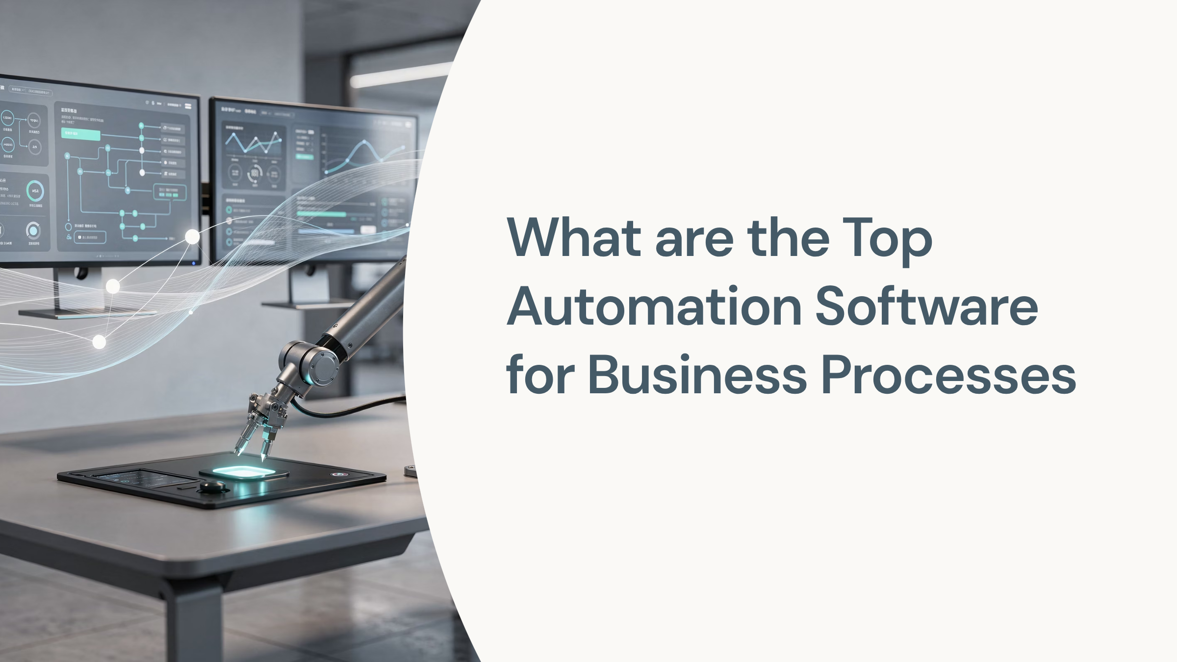 Modern digital workspace with automation software dashboards and interconnected workflow systems