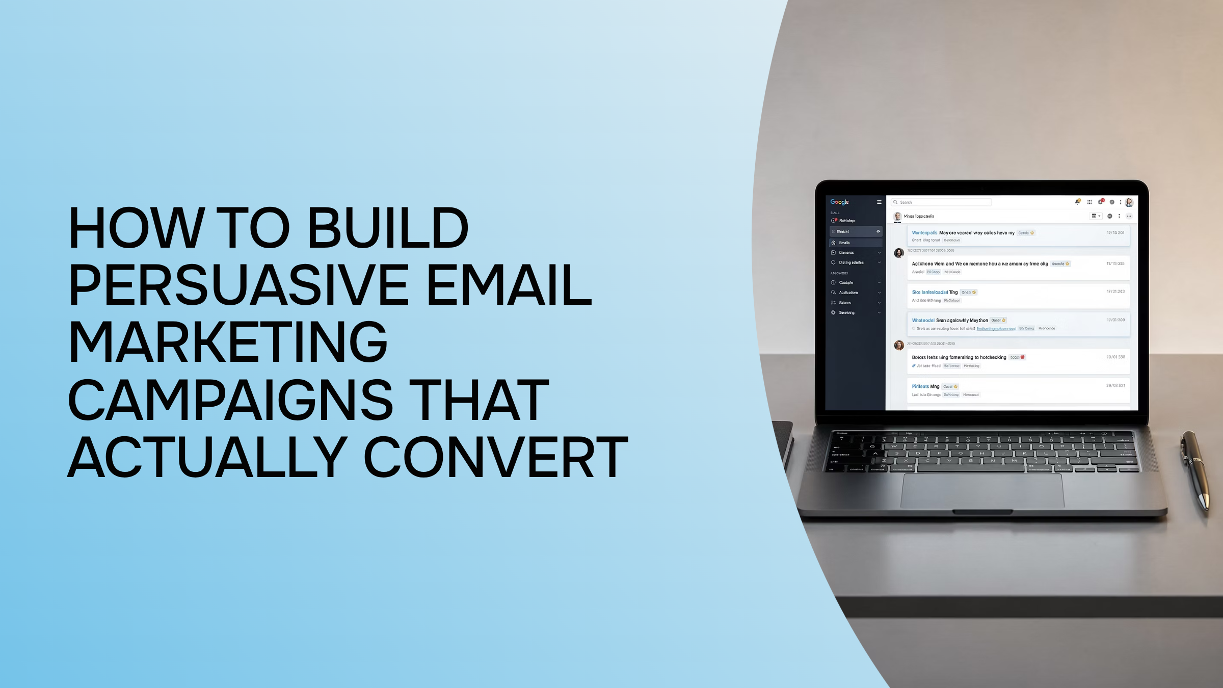 Professional workspace showing email marketing strategy tools and conversion analytics on modern devices