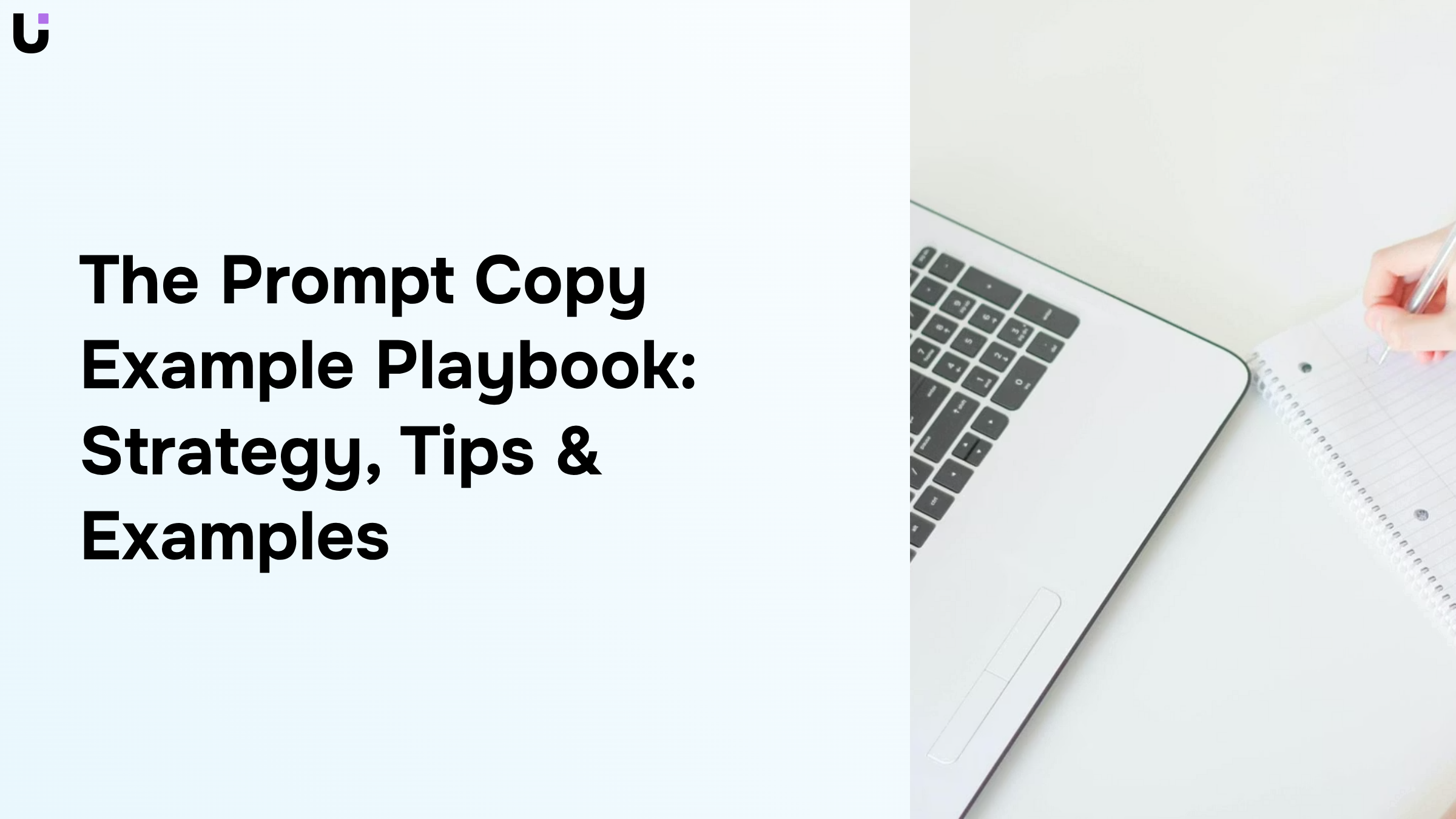 Professional workspace with laptop and strategy notes representing prompt copywriting methodology