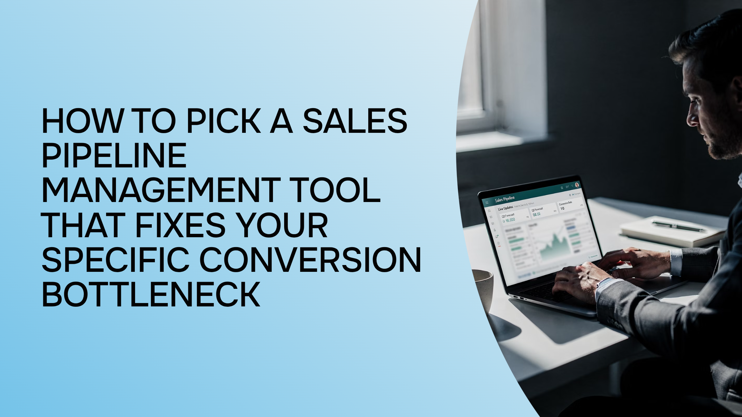 Modern laptop displaying sales pipeline management visualization on a professional desk with organized workspace