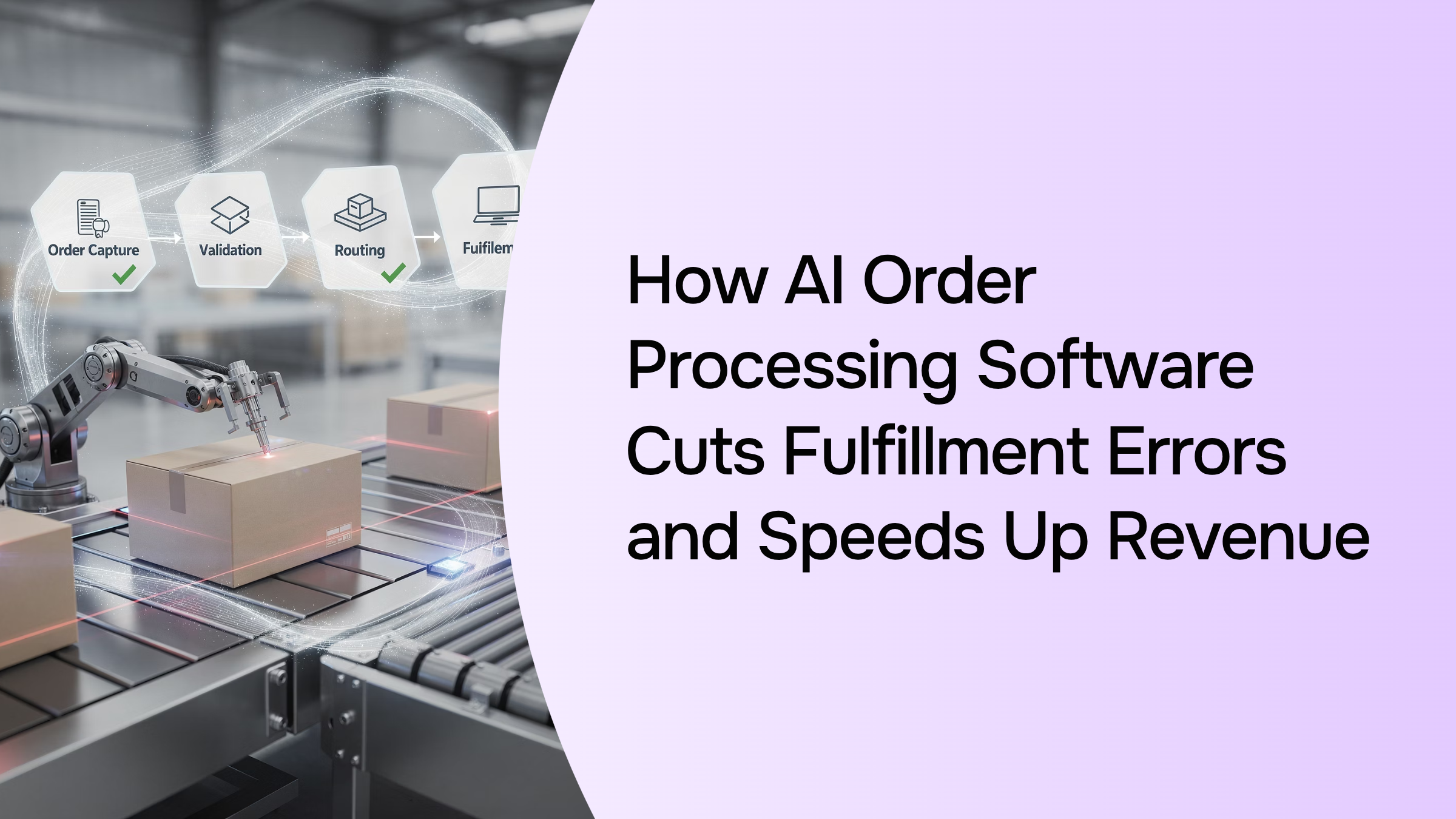 AI order processing software dashboard showing real-time fulfillment metrics and organized logistics workflow