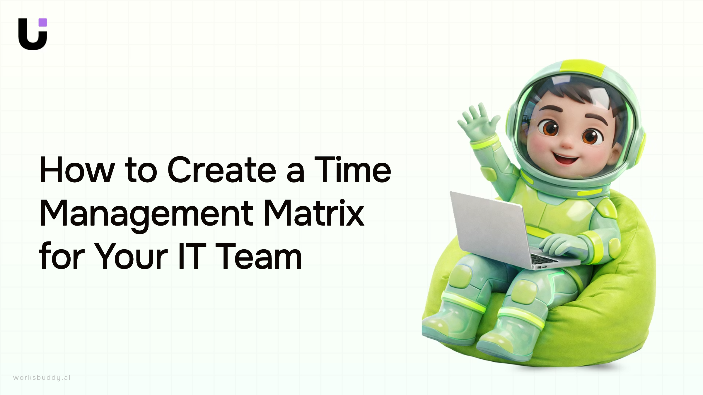 Time management matrix 3D render showing four prioritization quadrants with professional geometric design elements