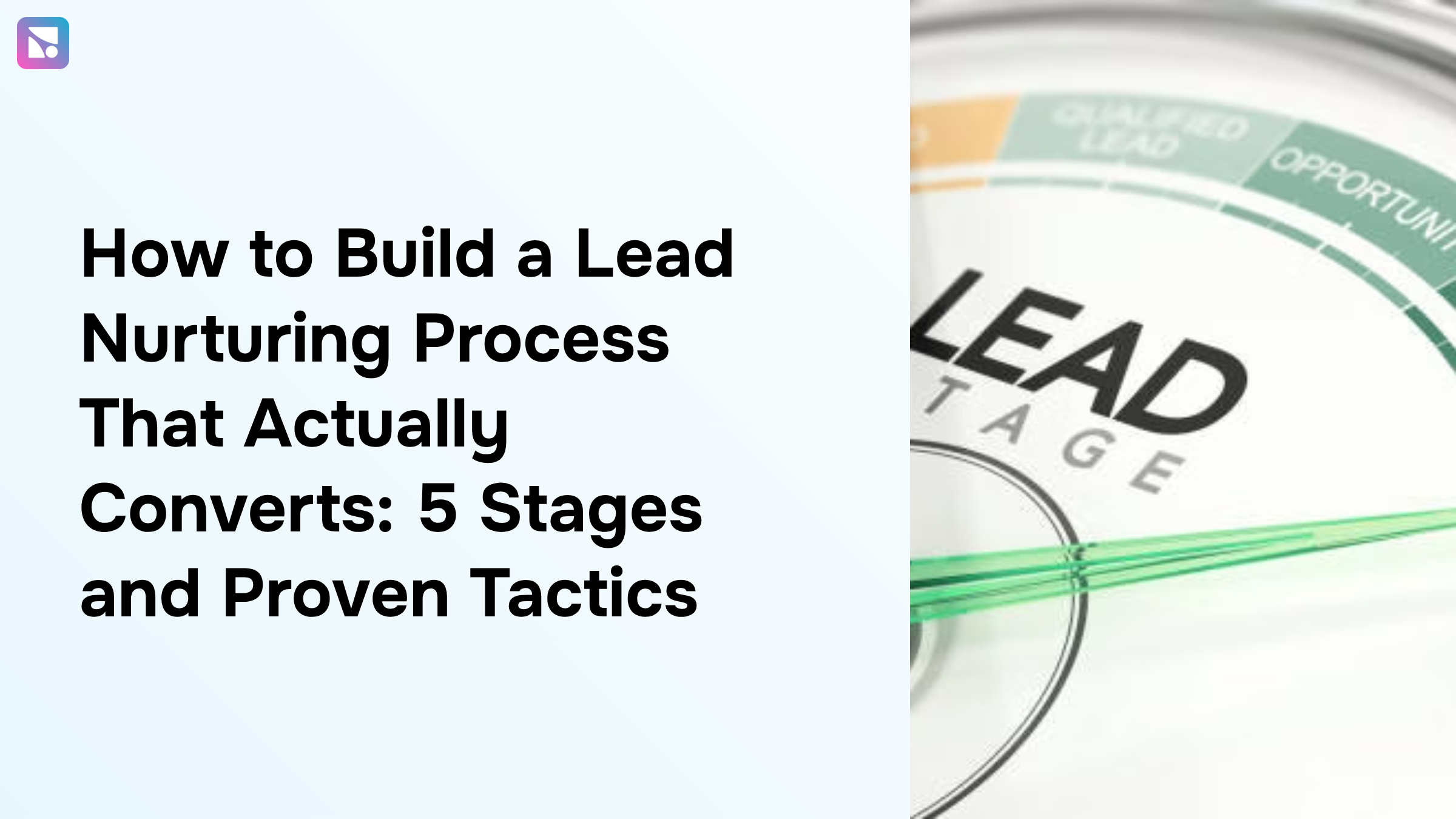 Abstract 3D workflow visualization showing five-stage lead nurturing funnel with connected nodes and data flow