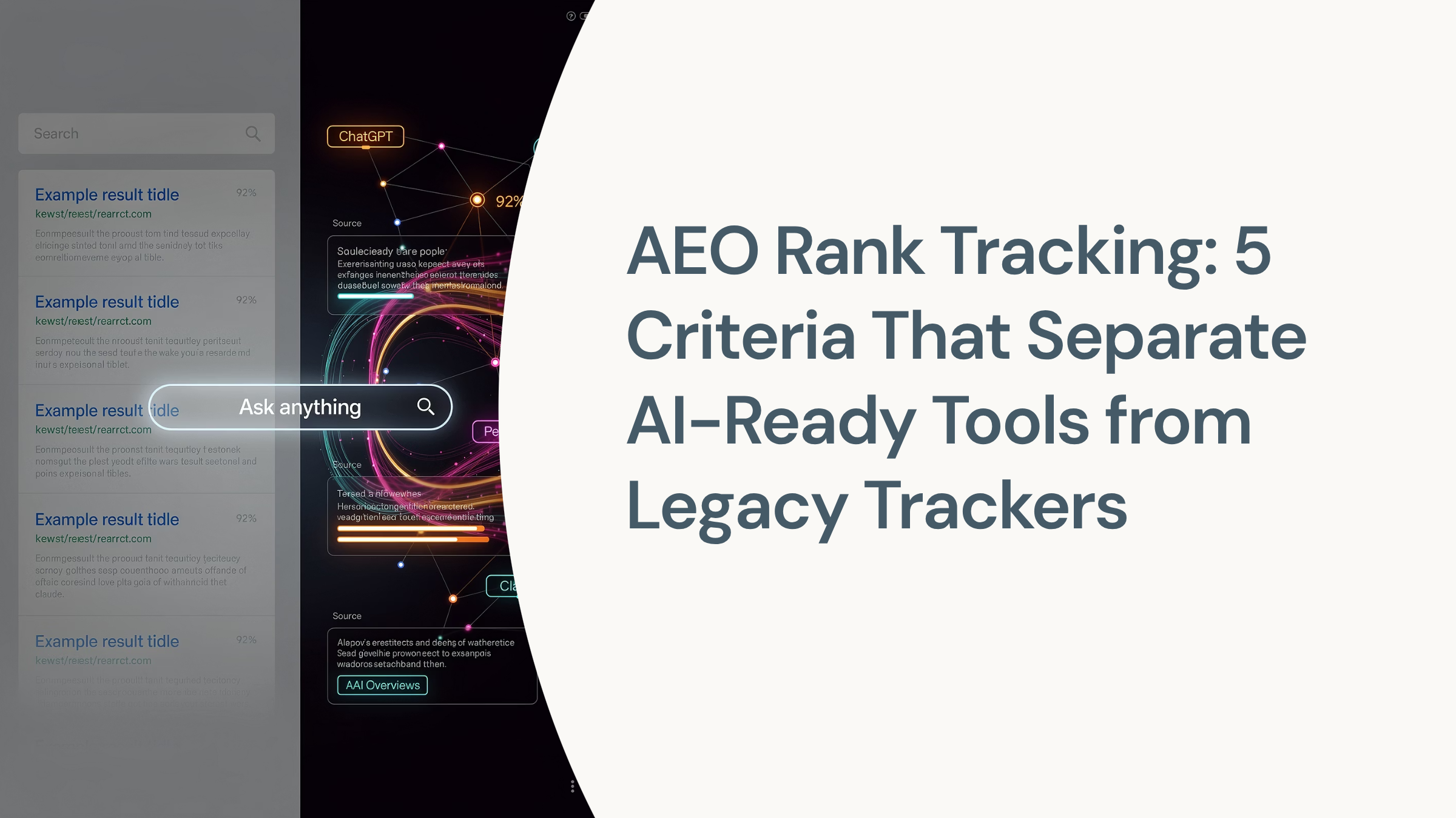 Modern AI-powered rank tracking dashboard with analytics metrics and real-time search visibility data visualization