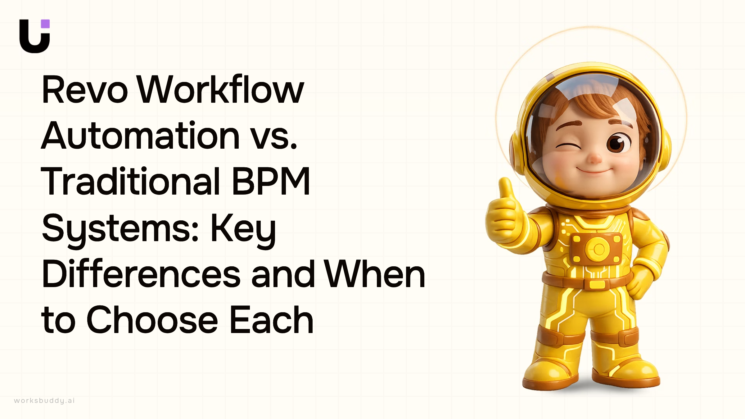 Split-screen comparison of modern Revo workflow automation versus traditional BPM systems in professional 3D render