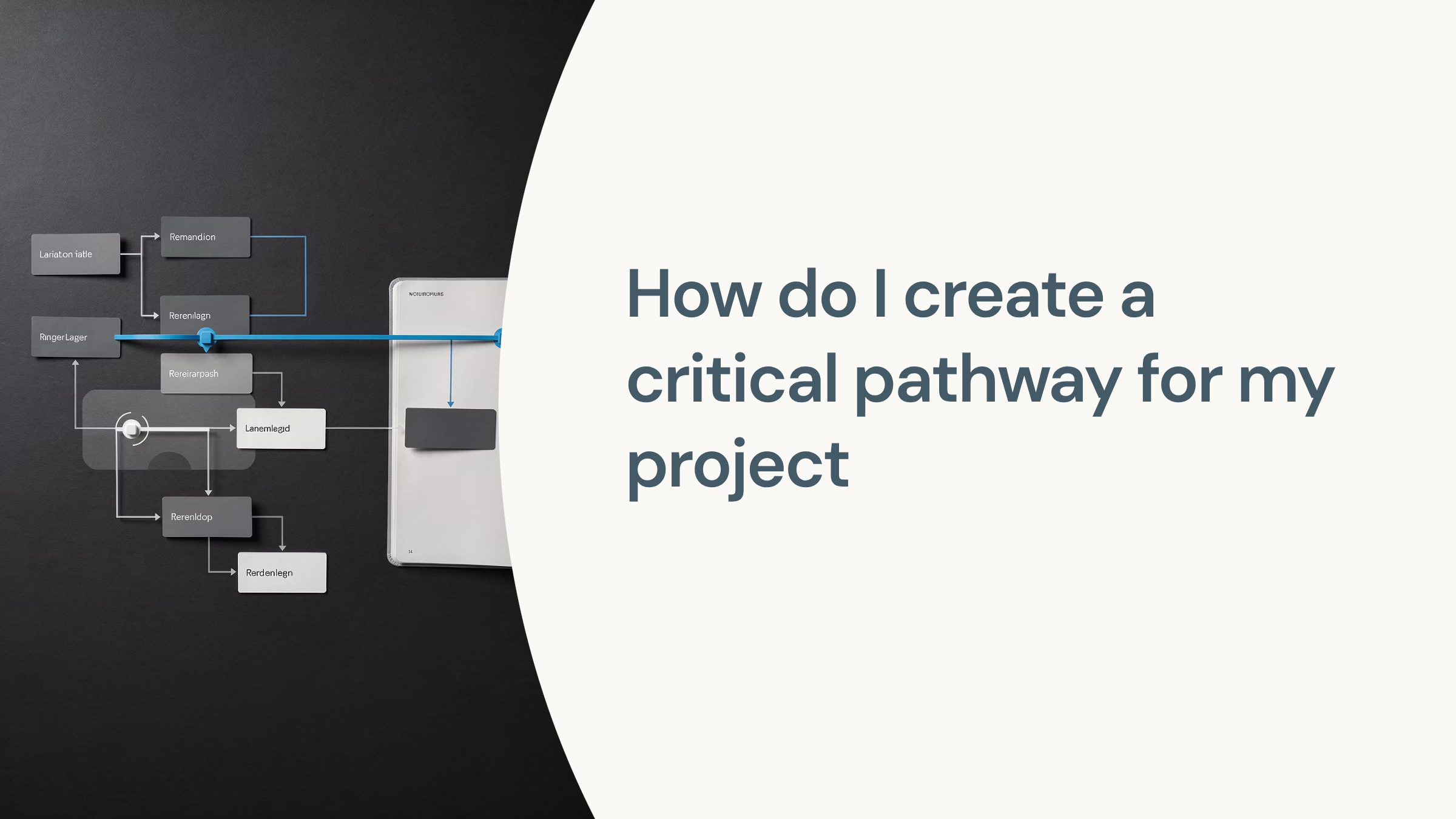 Abstract 3D visualization of a critical pathway with connected nodes and flowing timeline representing project phases and milestones
