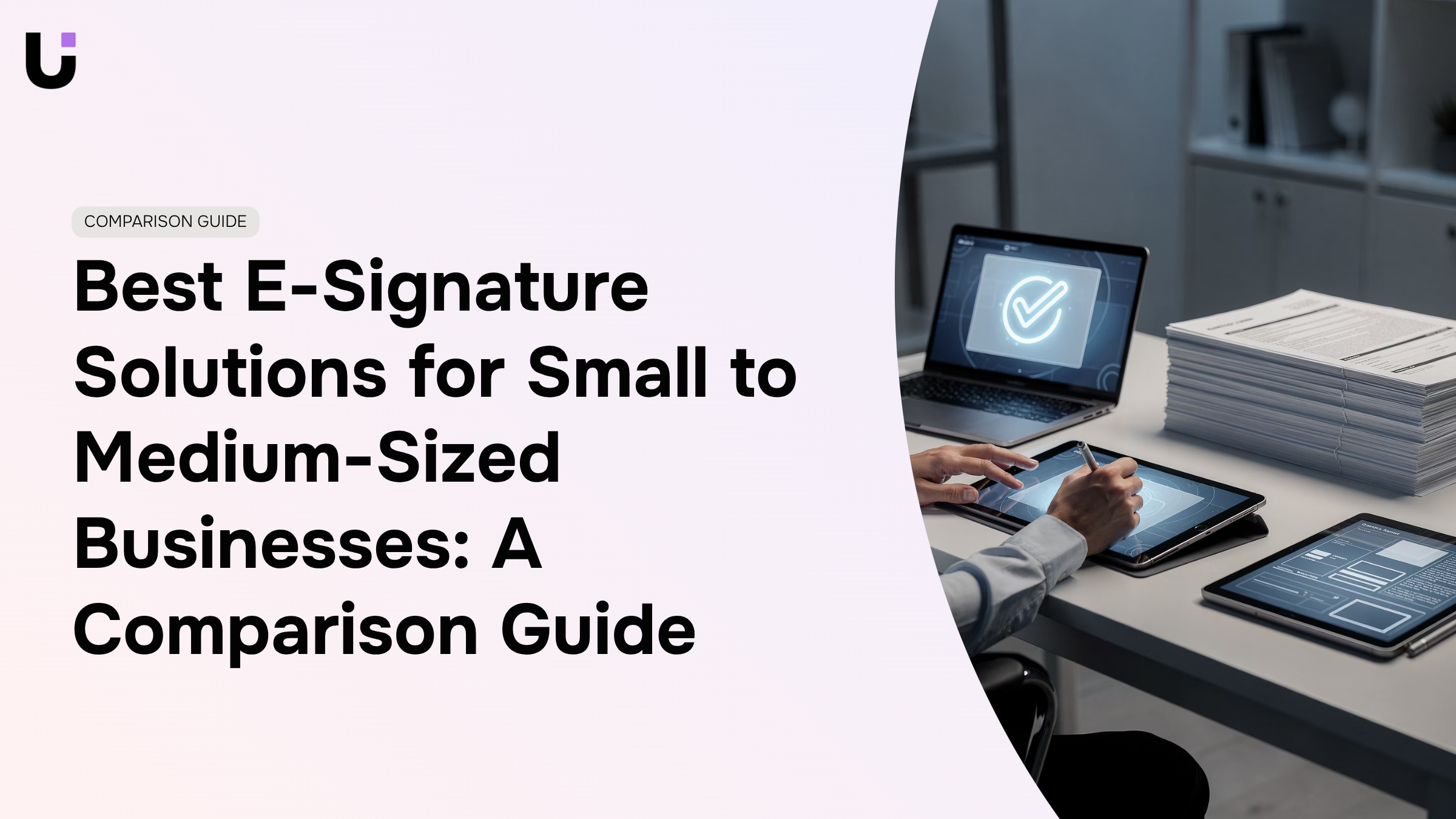 Modern workspace with laptop displaying digital signature interface, representing e-signature solutions for business
