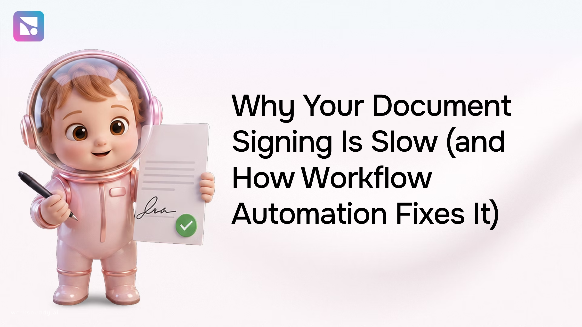 Modern tablet showing streamlined document signing interface with pen gesture, representing fast digital workflow automation