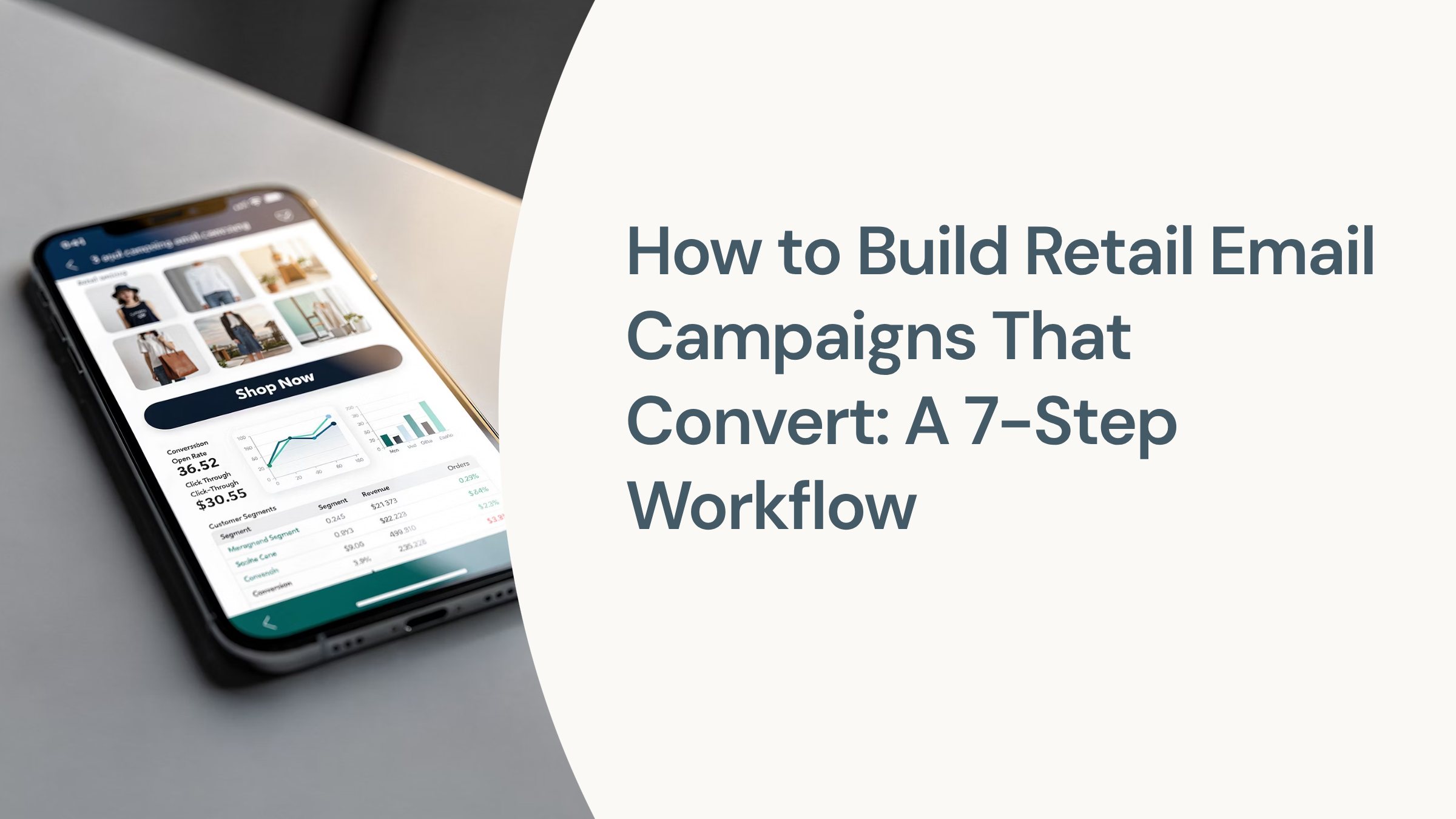 Professional email marketing workflow visualization with analytics dashboard and conversion metrics on modern interface