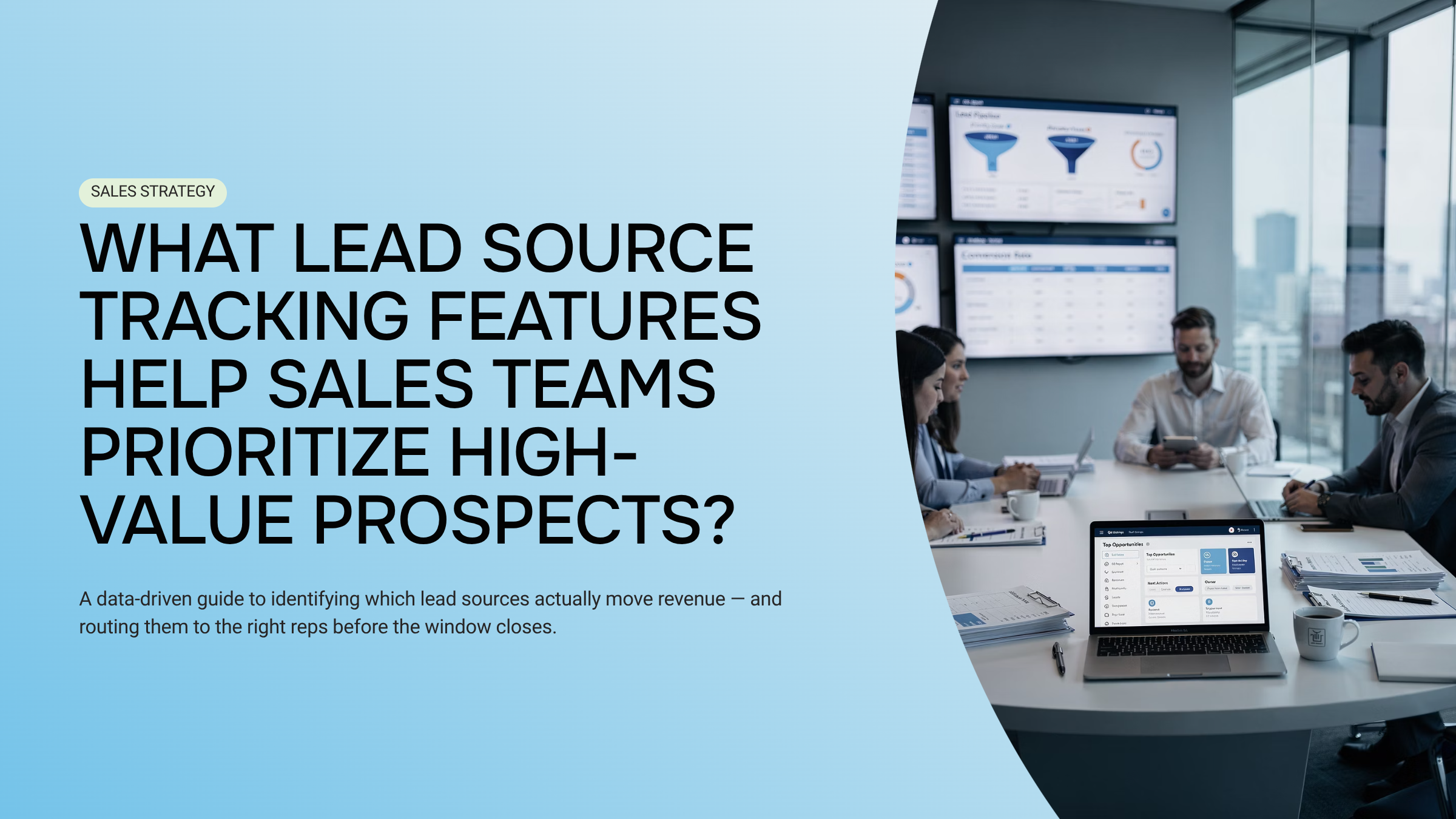 Professional workspace showing lead tracking dashboard and analytics on digital devices