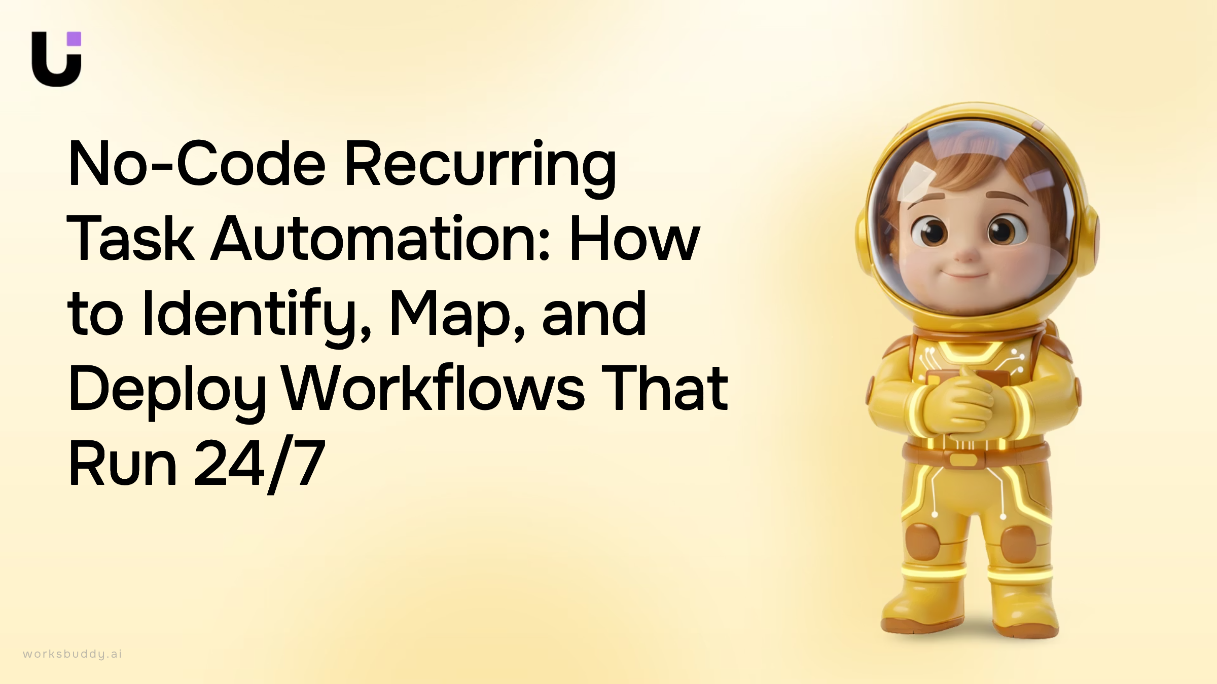 Abstract 3D automation workflow visualization with interconnected nodes and continuous process loops representing no-code task automation