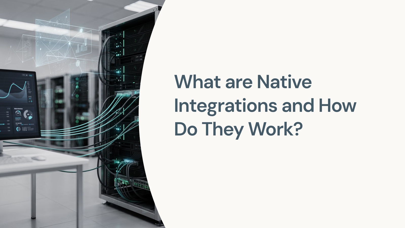 Abstract 3D visualization of interconnected digital components representing native integrations working together seamlessly