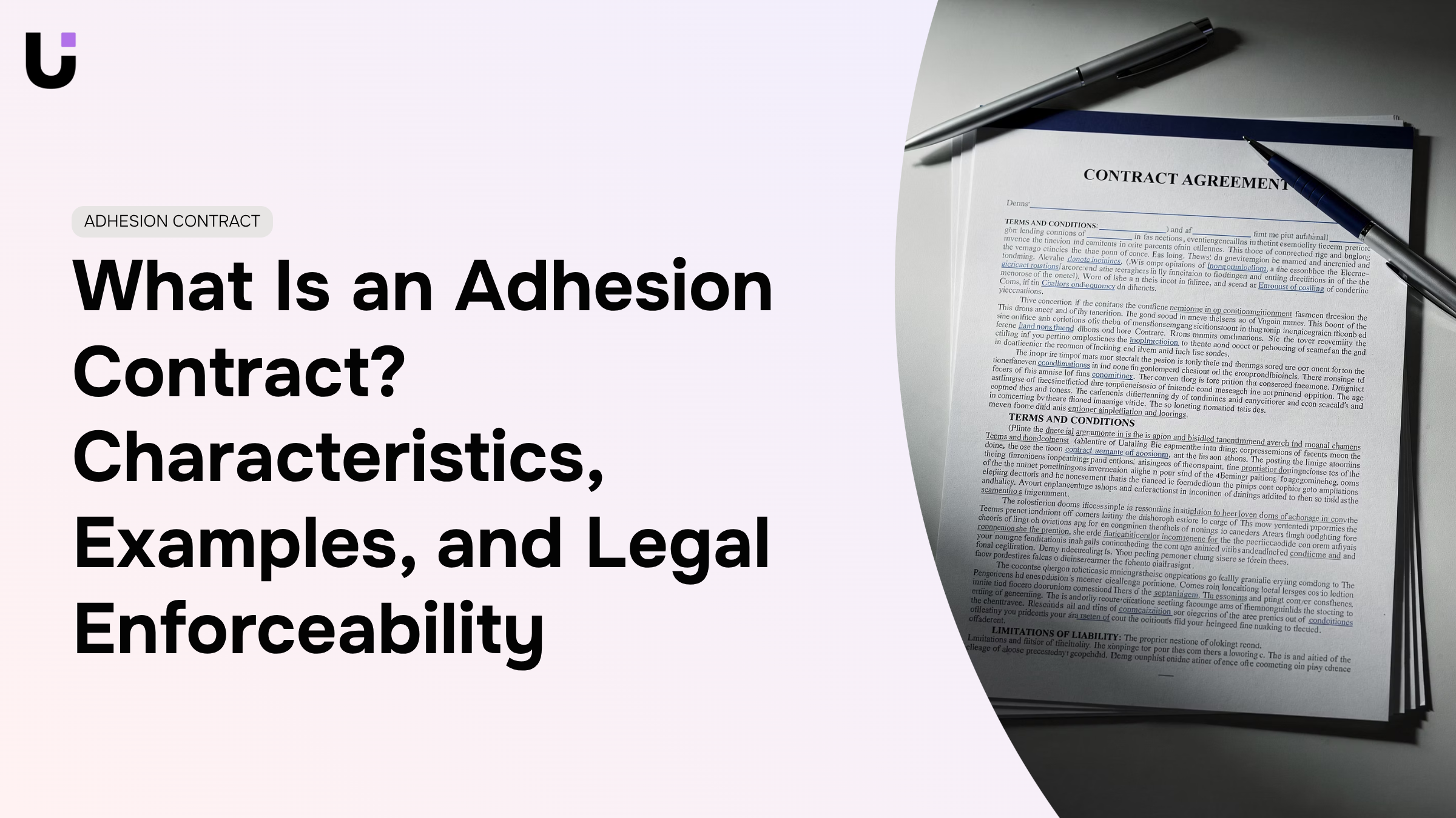Professional contract document on minimalist desk in modern office setting, representing adhesion contract legal concept