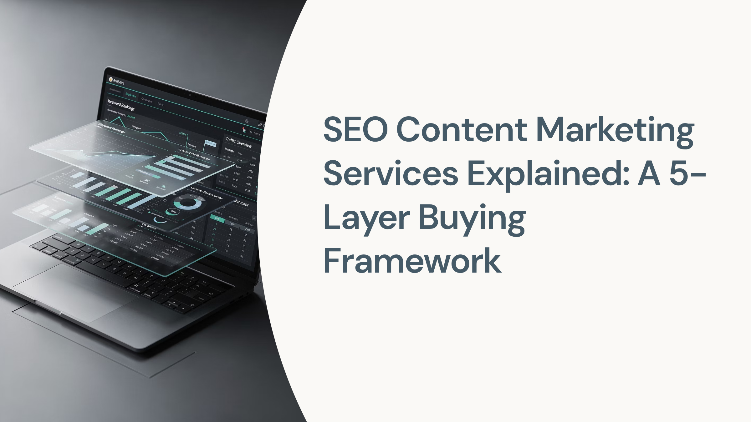 Professional digital framework visualization representing layered SEO content marketing strategy structure