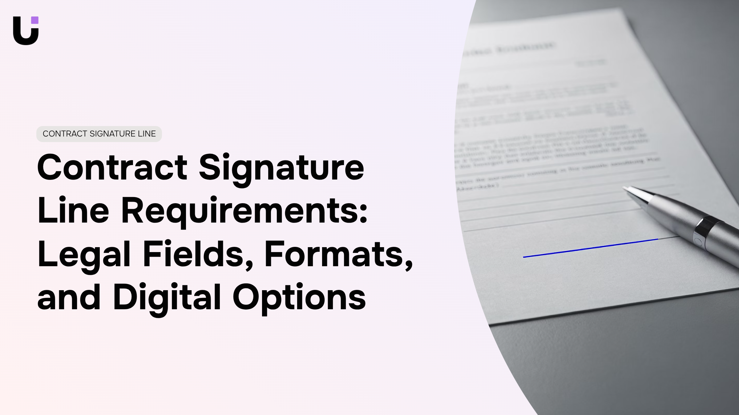 Professional contract signature line with pen and legal document in modern corporate setting