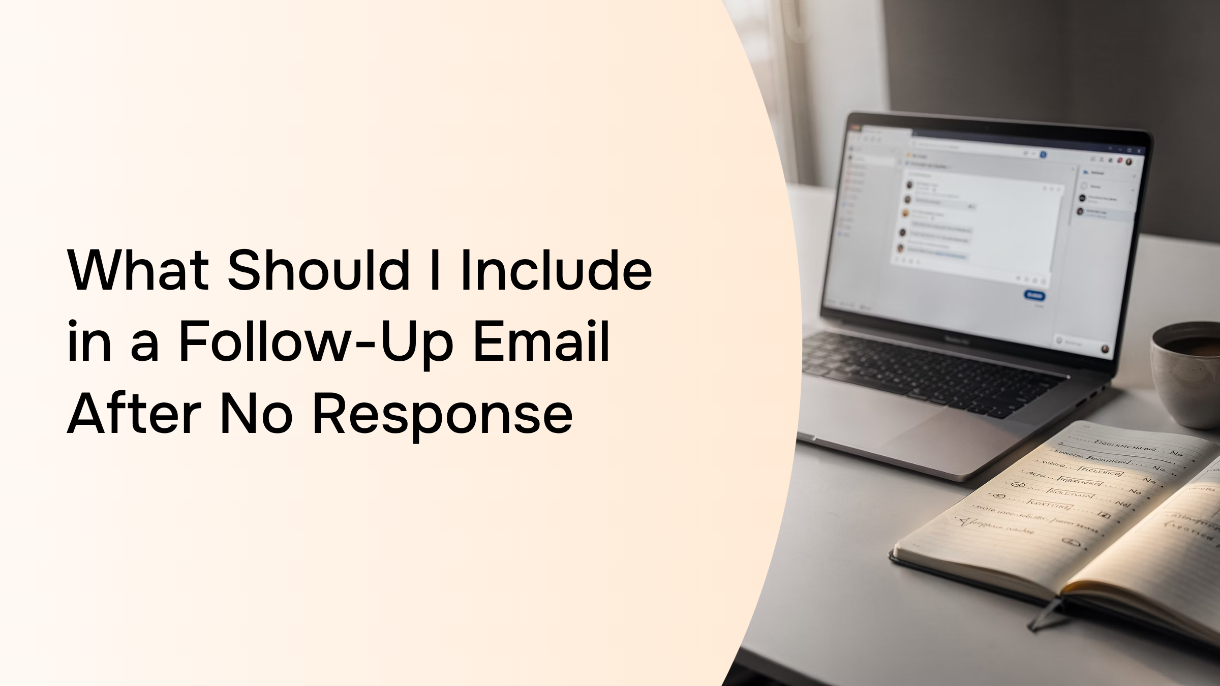 Professional desk workspace with laptop and notepad representing effective follow-up email strategy