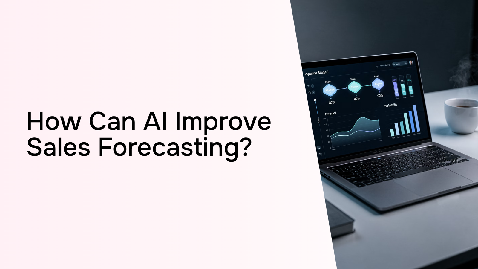 Abstract 3D visualization of AI-powered sales forecasting with ascending data graph and digital analytics interface