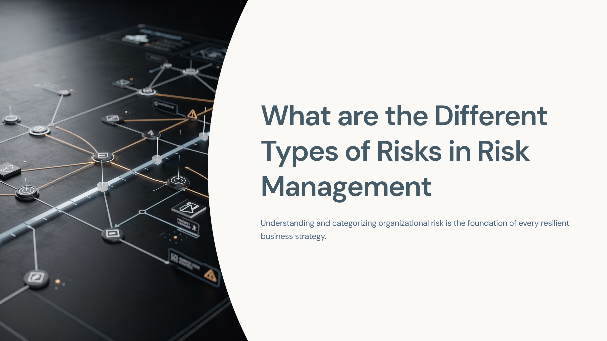 Abstract risk management framework visualization with interconnected geometric shapes in professional blue and gray tones