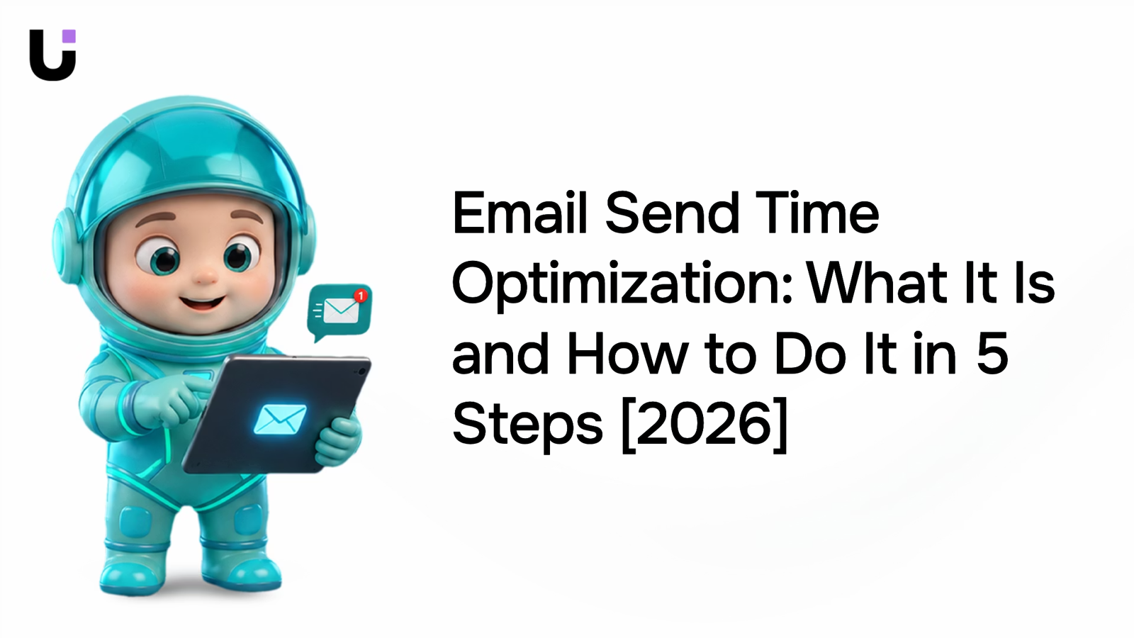 Professional workspace showing email optimization concept with laptop, clock, and analytics—representing send time strategy