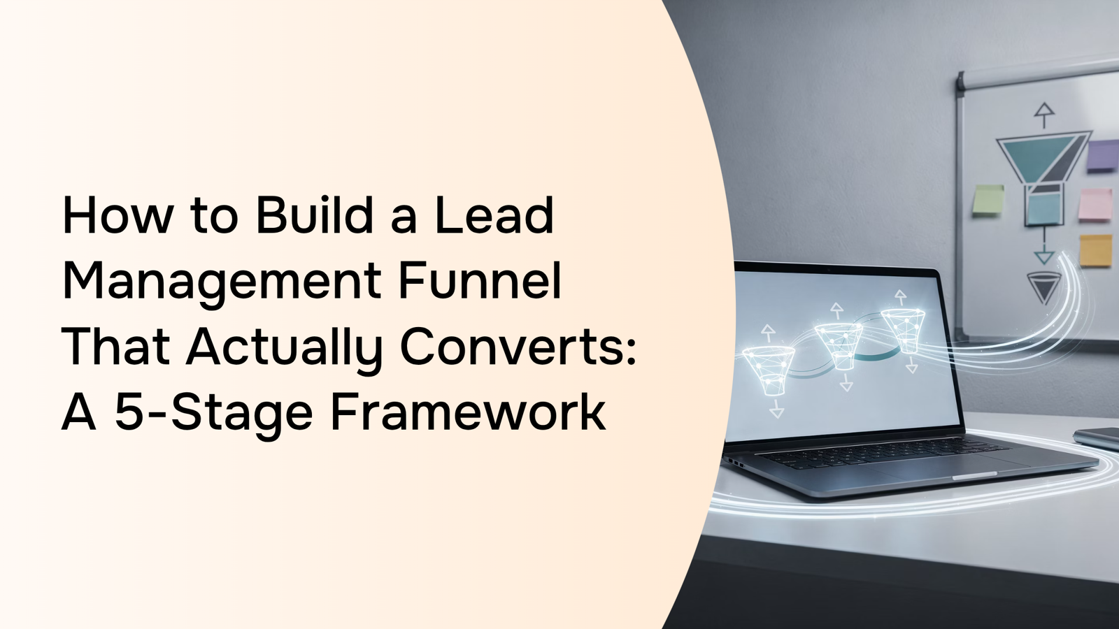 Professional 3D lead management funnel visualization with five conversion stages in corporate blue and silver
