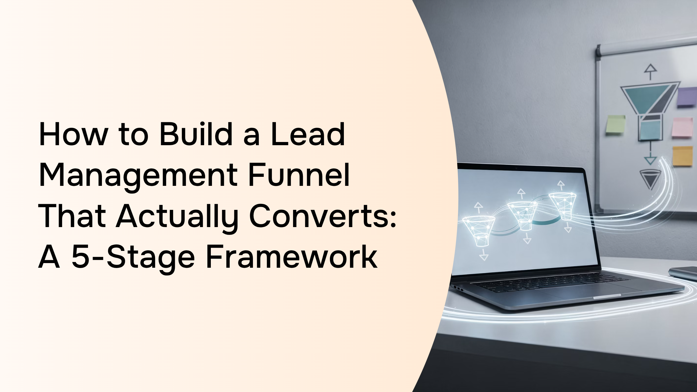 Professional 3D lead management funnel visualization with five conversion stages in corporate blue and silver