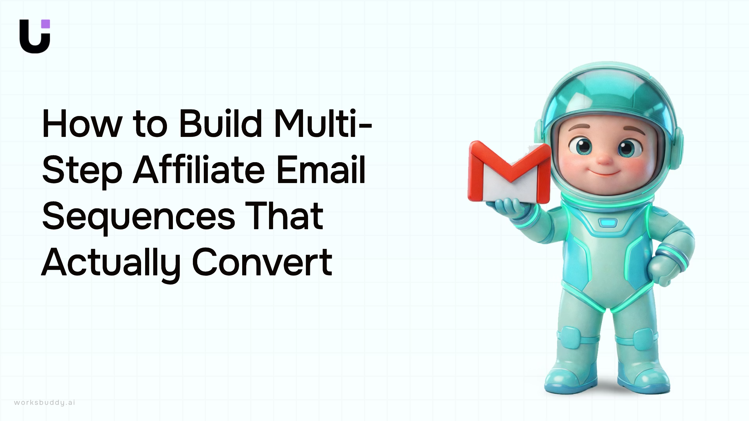Modern workspace with laptop displaying multi-step email sequence cards, representing affiliate marketing automation and conversions