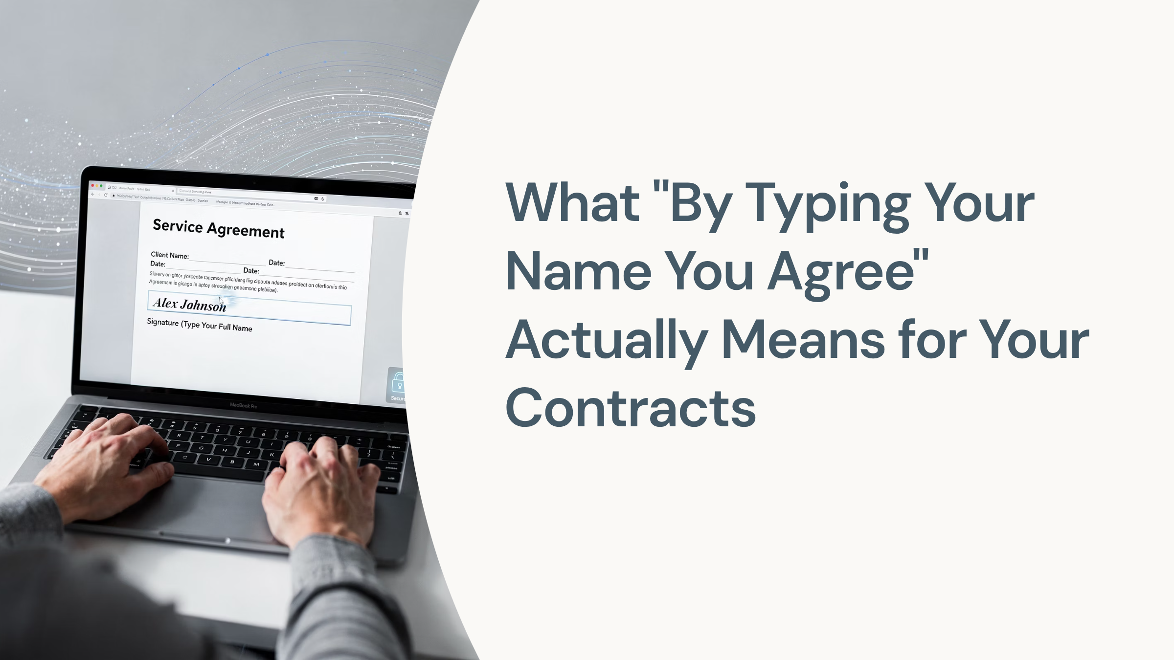 Digital contract acceptance interface with cursor over glowing button, representing online agreement terms