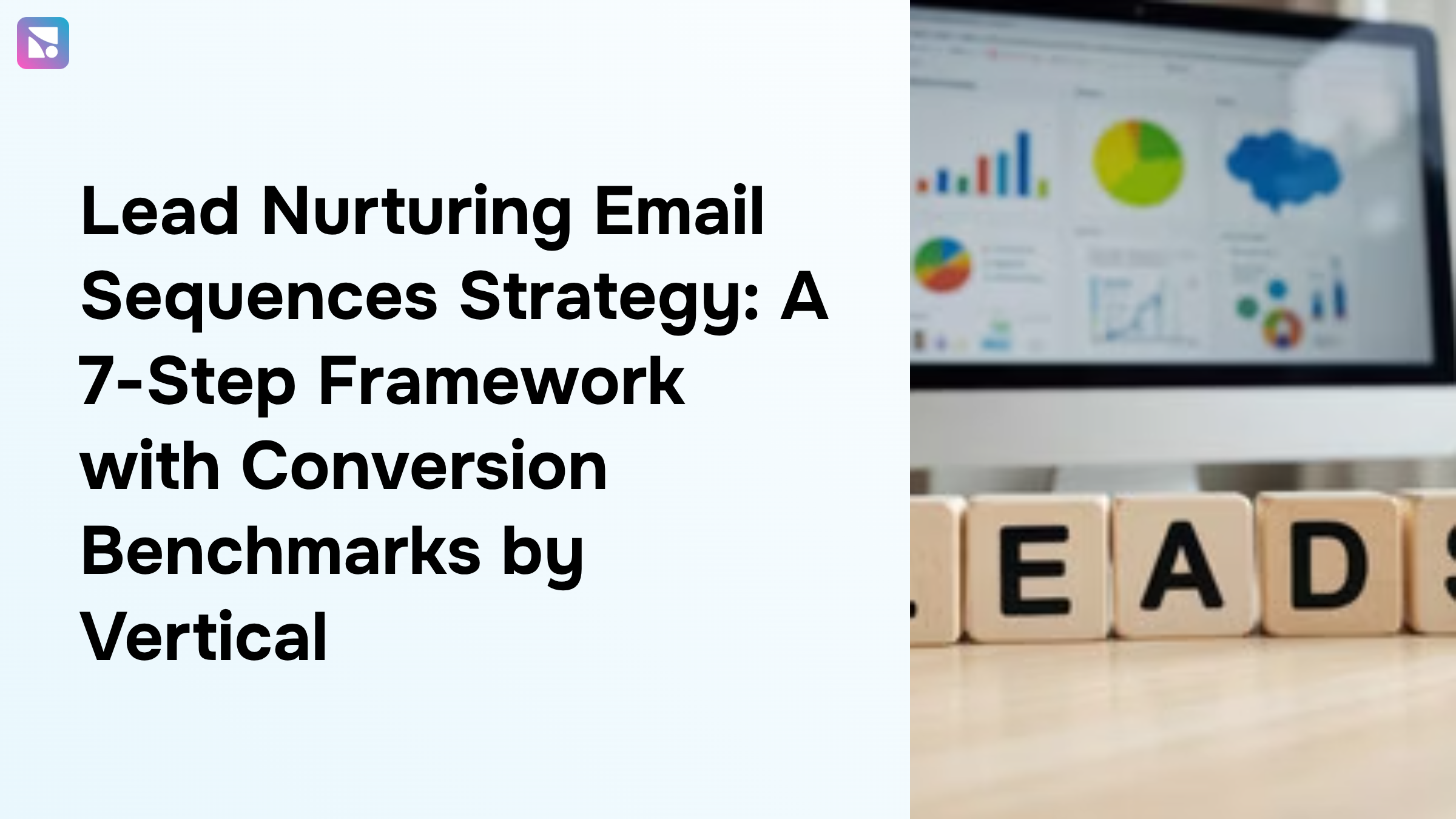 Digital 3D visualization of a 7-step email sequence strategy with connected nodes and upward conversion graph