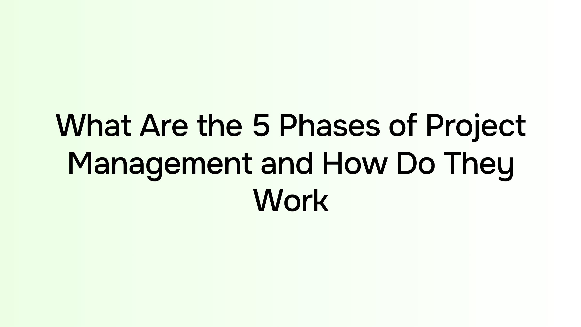 Five phases of project management represented as connected geometric shapes in professional blue and white, illustrating workflow progression