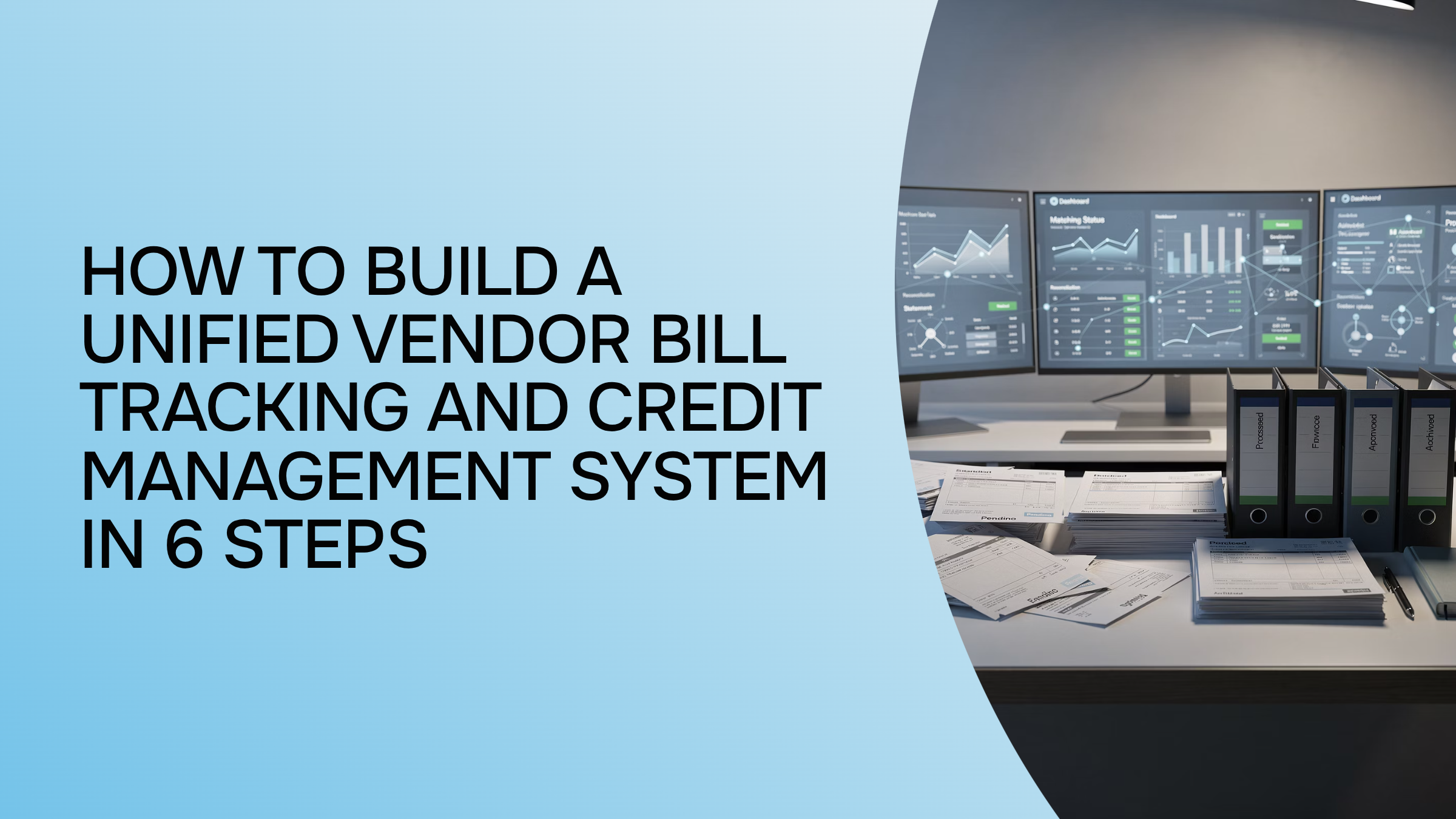 Organized vendor billing workspace with digital dashboard and organized invoices representing unified bill tracking system