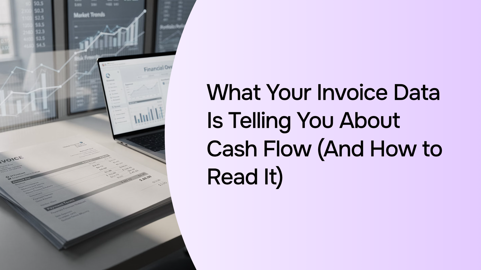 Digital dashboard showing invoice analytics and payment trend data with charts and financial metrics