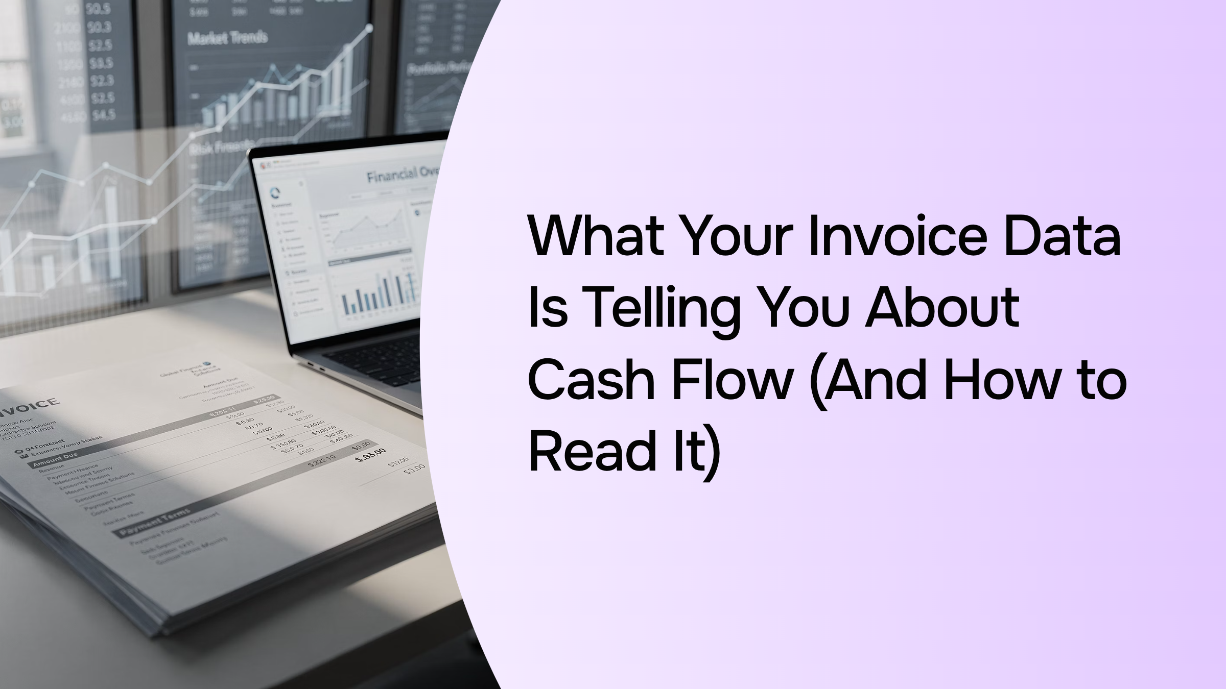 Digital dashboard showing invoice analytics and payment trend data with charts and financial metrics