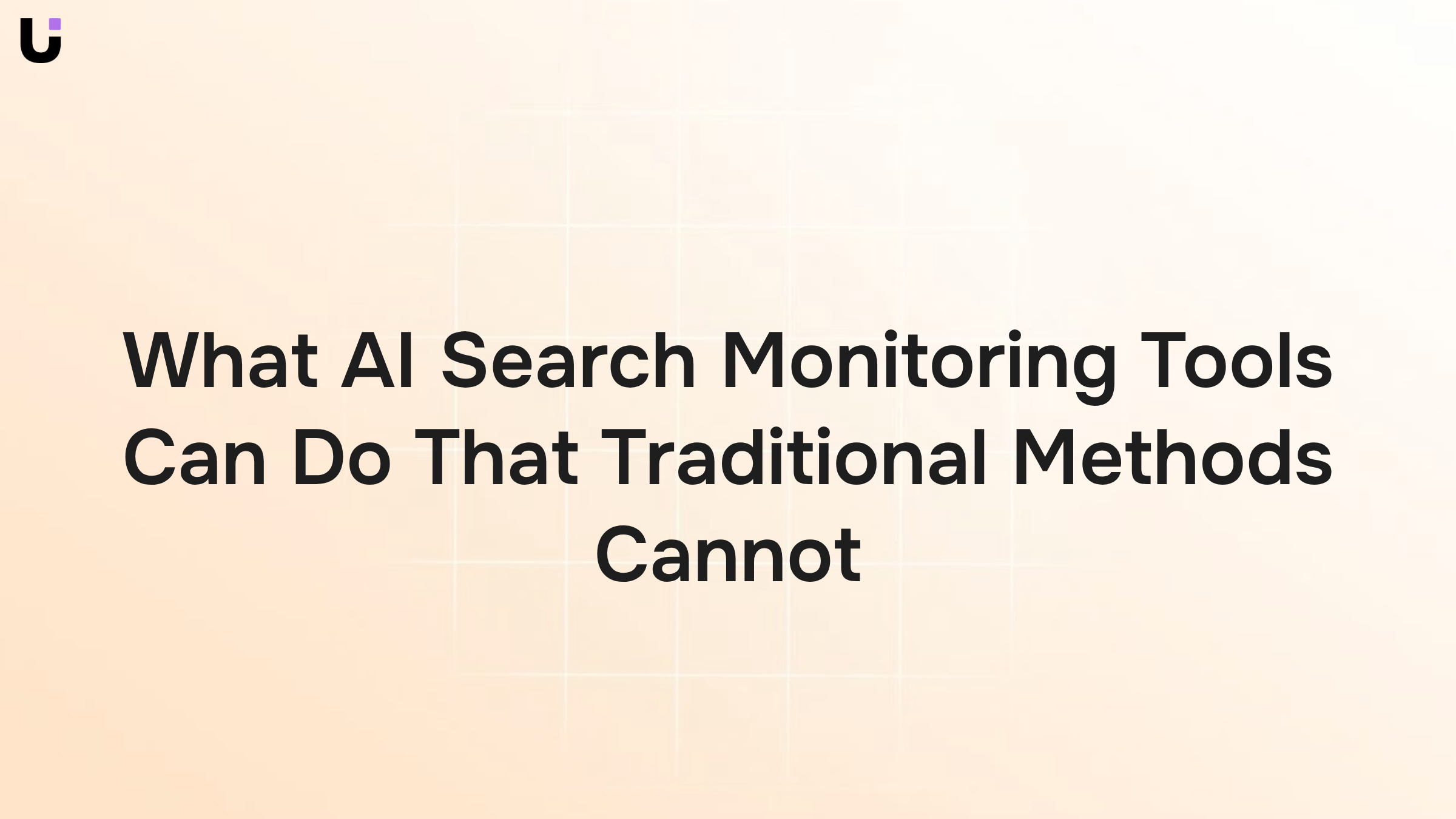Modern digital workspace with glowing analytics dashboard displaying AI search monitoring data visualization and real-time insights