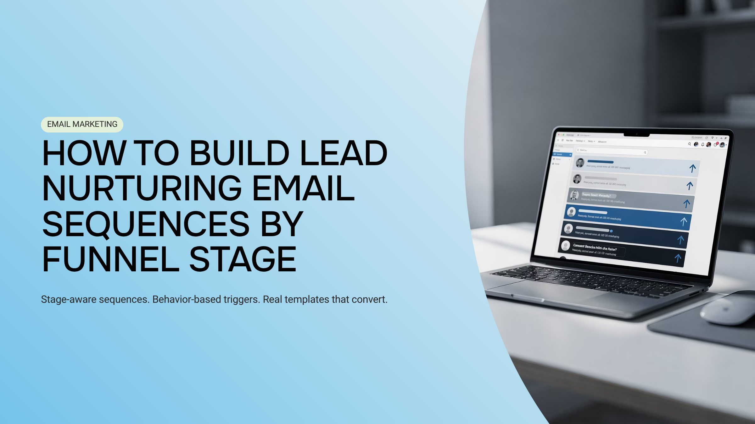 Email sequence funnel stages visualization on computer monitor with professional workflow diagram