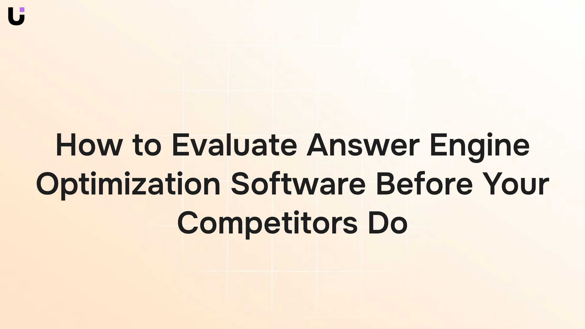 Modern digital workspace with laptop displaying analytics and floating tech nodes representing answer engine optimization software evaluation