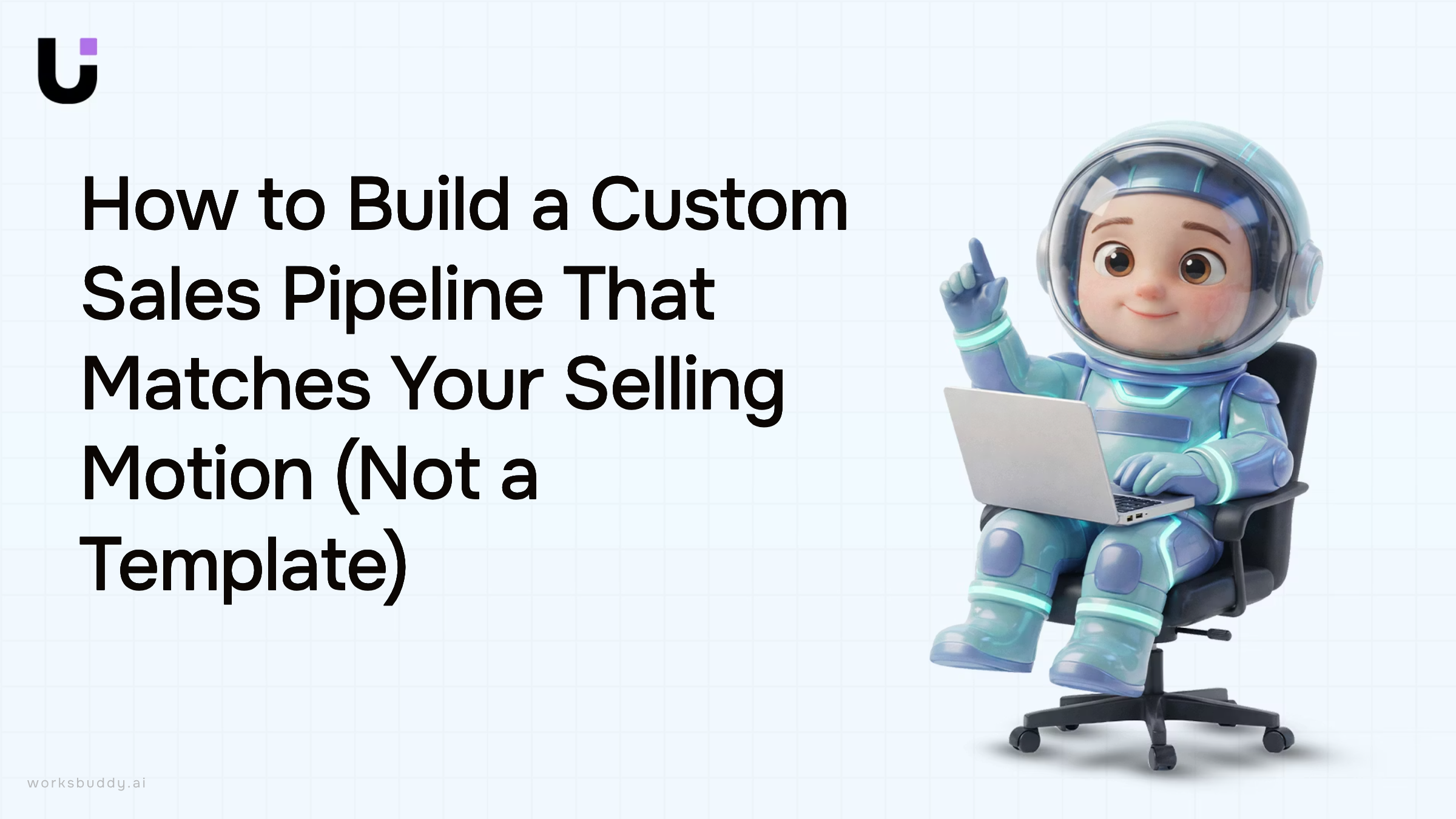 Custom sales pipeline builder visualization with interconnected navy and silver blocks flowing on white background