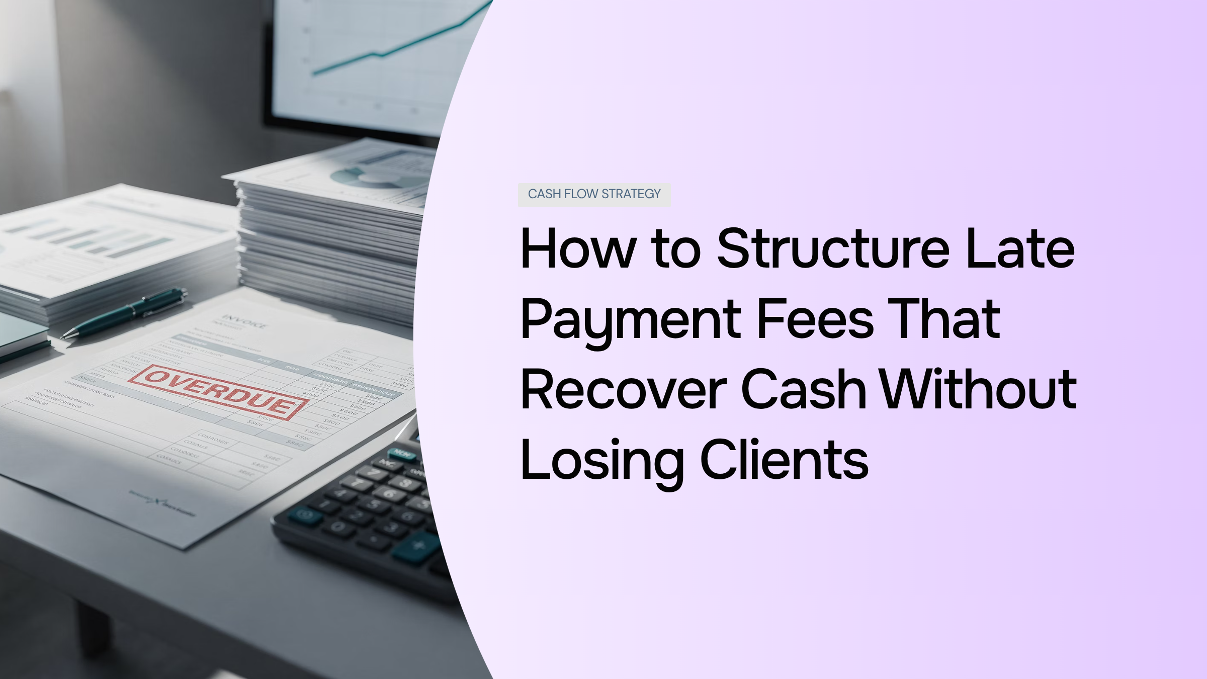 Balanced scale with currency and business agreement symbolizing fair late payment fee structure and client retention