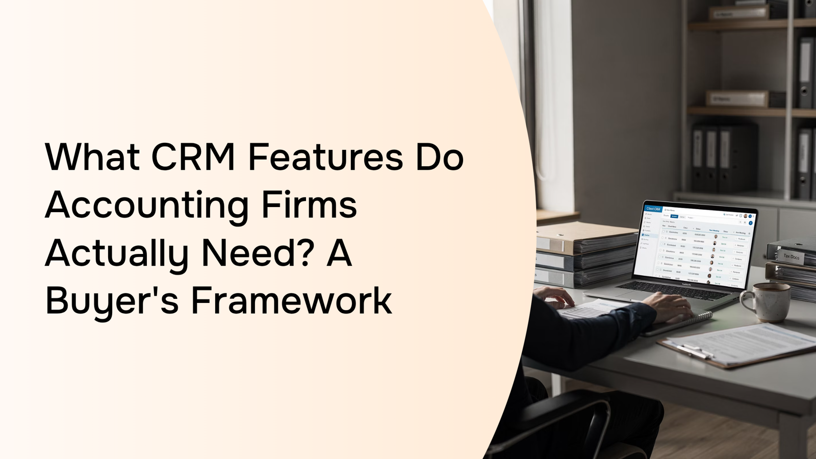 Modern professional workspace with CRM dashboard and financial data visualization representing accounting firm software solutions