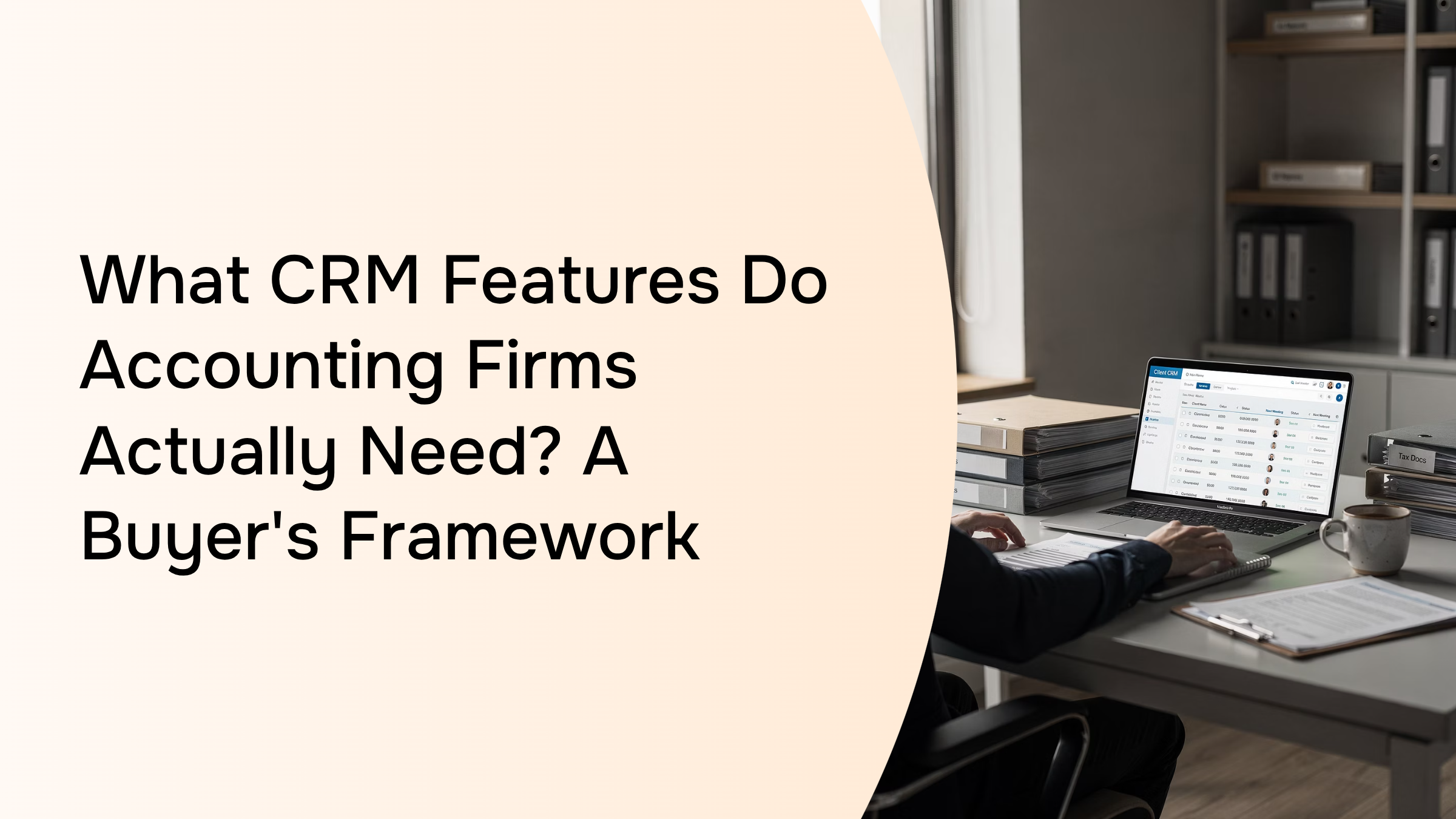 Modern professional workspace with CRM dashboard and financial data visualization representing accounting firm software solutions
