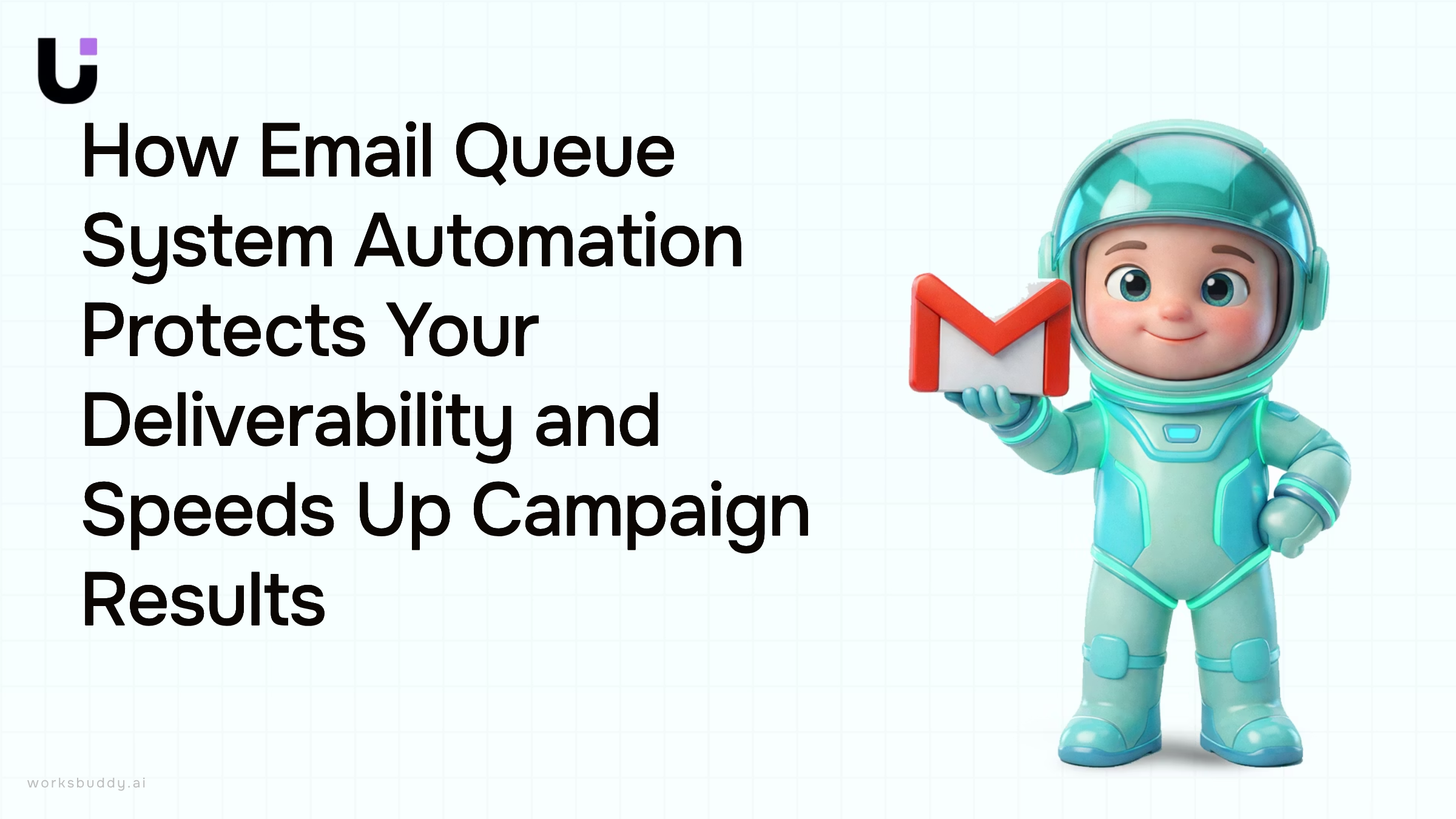 Digital email queue automation system with flowing data streams and modern 3D visualization
