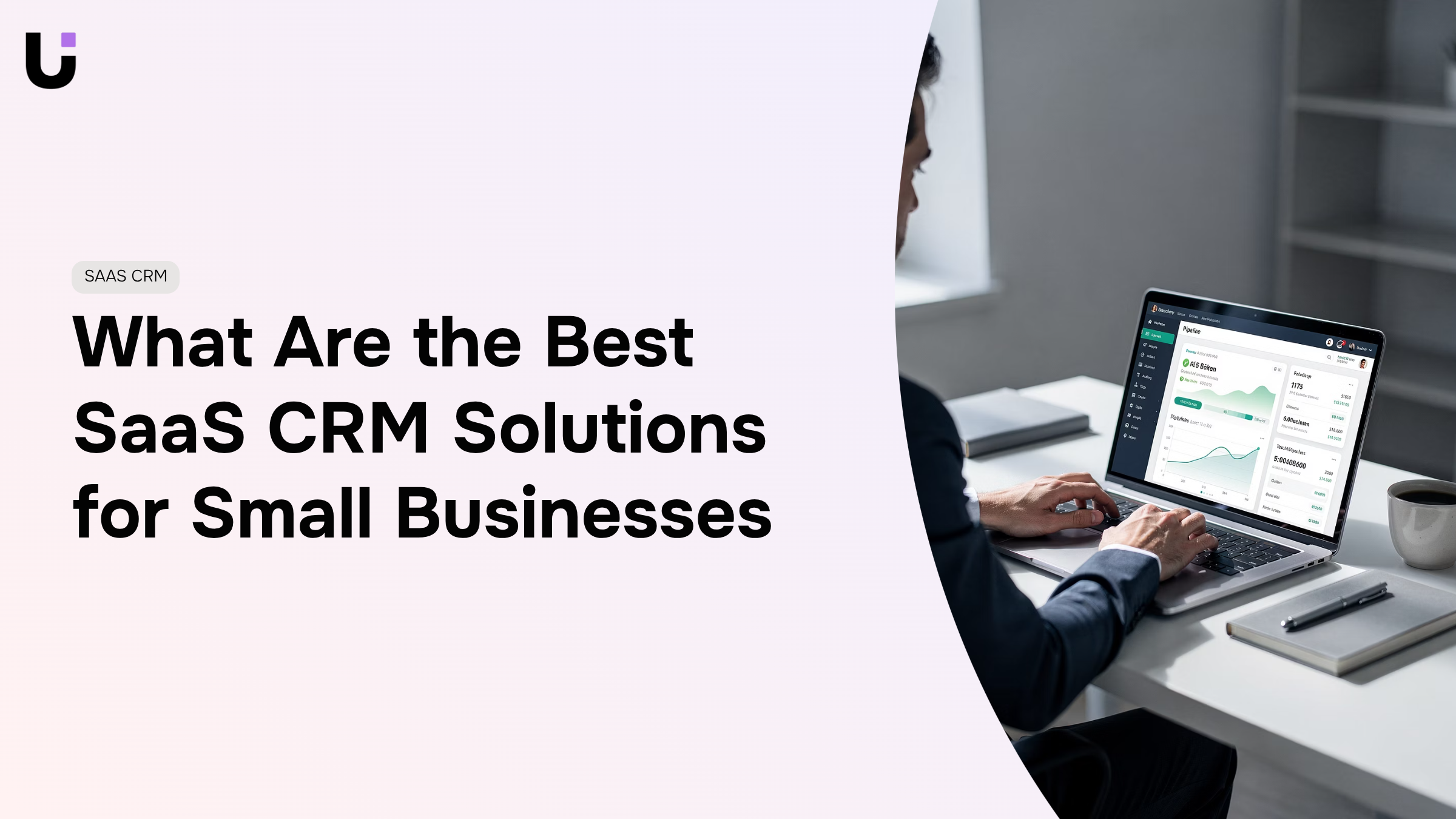 Modern SaaS CRM dashboard workspace with organized data visualizations and professional office setup
