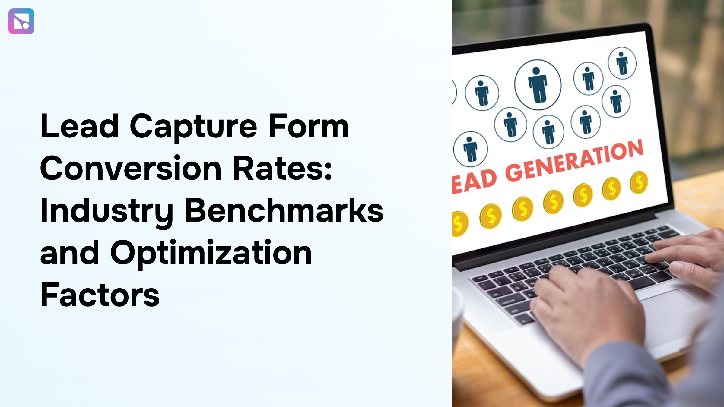 Modern 3D render of optimized lead capture form on tablet with analytics and data visualization in professional blue tones