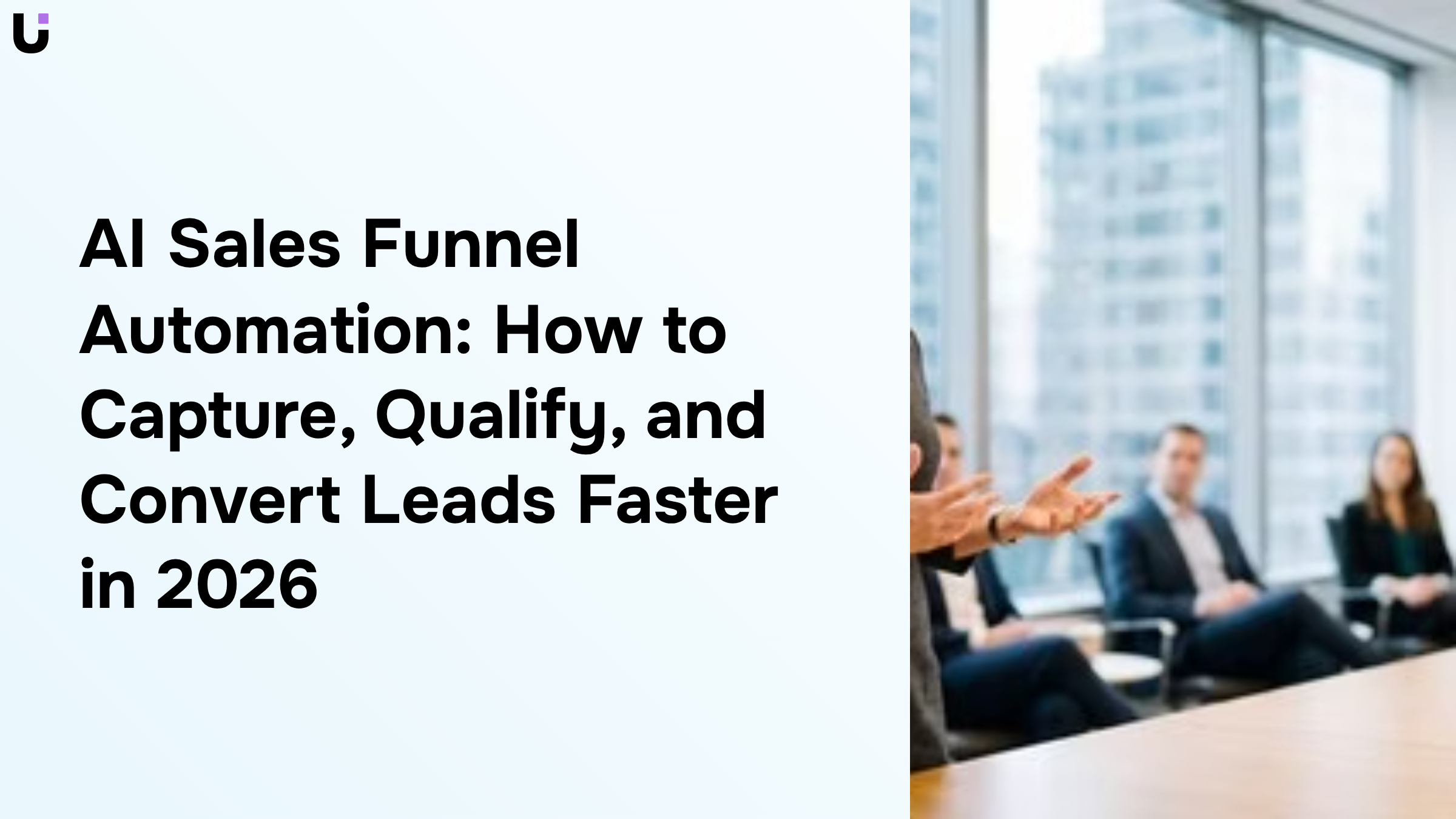 AI-powered sales funnel automation visualization with geometric shapes and data metrics flowing through conversion stages