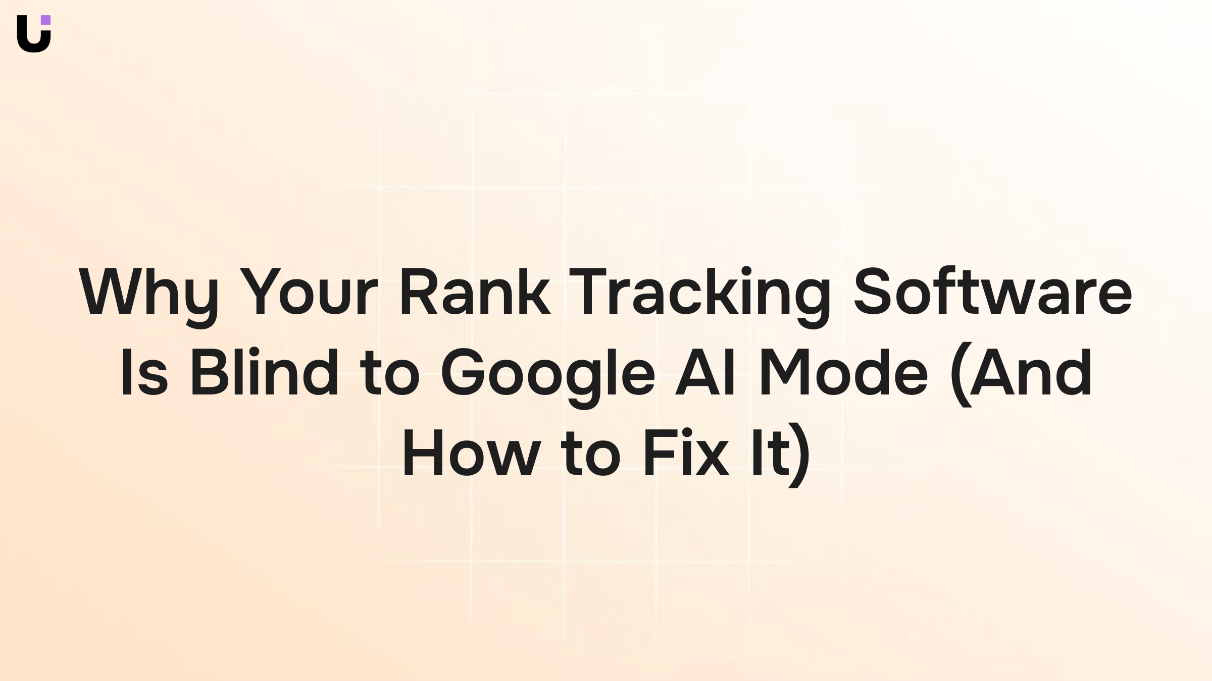Modern digital dashboard showing fragmented rank tracking data with floating tech elements symbolizing AI blindness