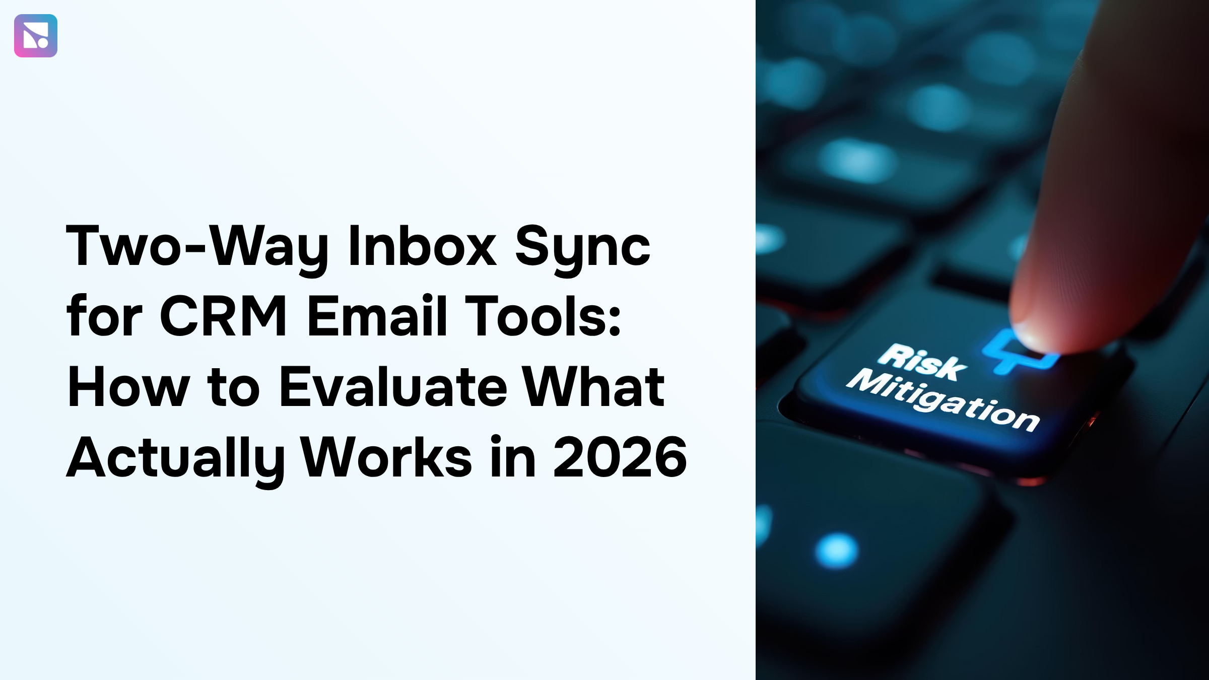 Digital interface showing synchronized bidirectional email and CRM data flow with blue accent lighting